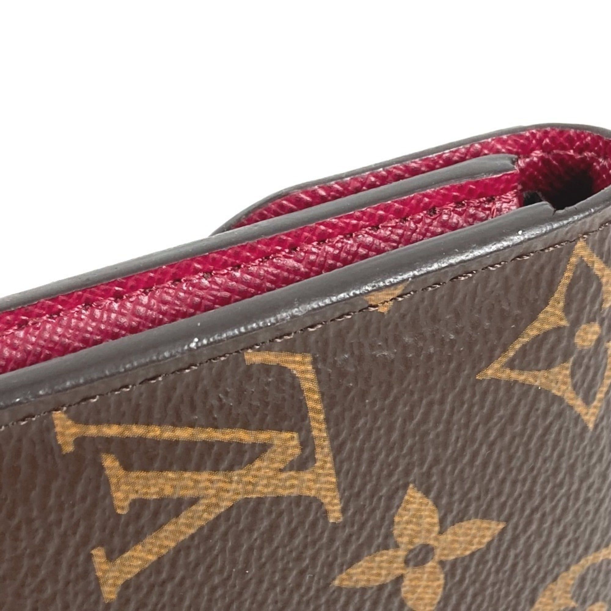 Louis Vuitton LOUIS VUITTON M41939 Monogram Portemonnaie Rosalie Compact Wallet, Flap, Bi-fold Canvas, Men's/Women's, Fuchsia Brown Size ONE SIZE - 11 Thumbnail