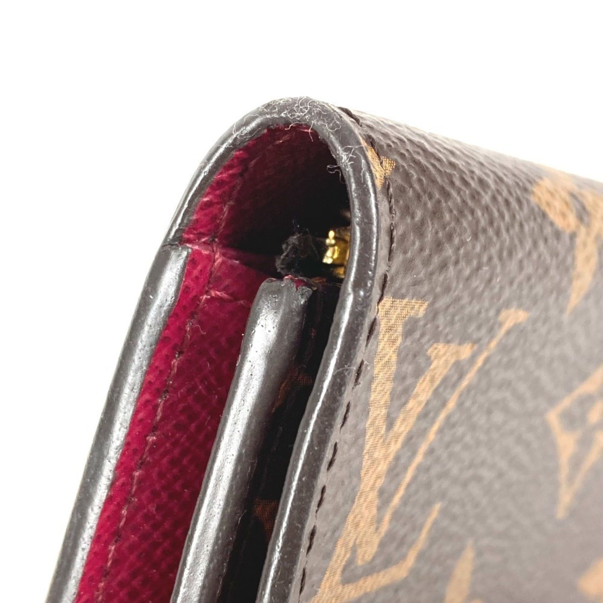 Louis Vuitton LOUIS VUITTON M41939 Monogram Portemonnaie Rosalie Compact Wallet, Flap, Bi-fold Canvas, Men's/Women's, Fuchsia Brown Size ONE SIZE - 9 Thumbnail