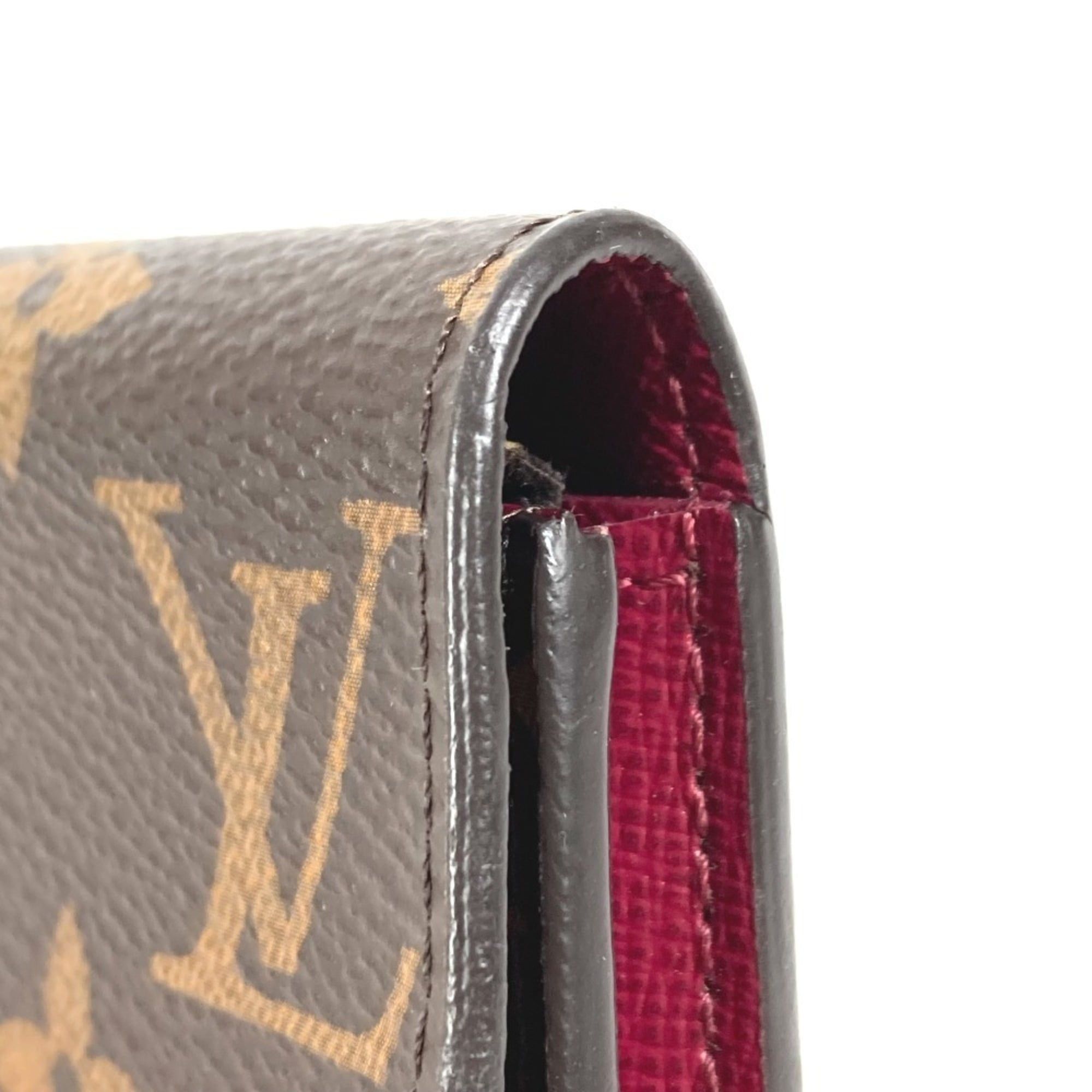 Louis Vuitton LOUIS VUITTON M41939 Monogram Portemonnaie Rosalie Compact Wallet, Flap, Bi-fold Canvas, Men's/Women's, Fuchsia Brown Size ONE SIZE - 10 Thumbnail