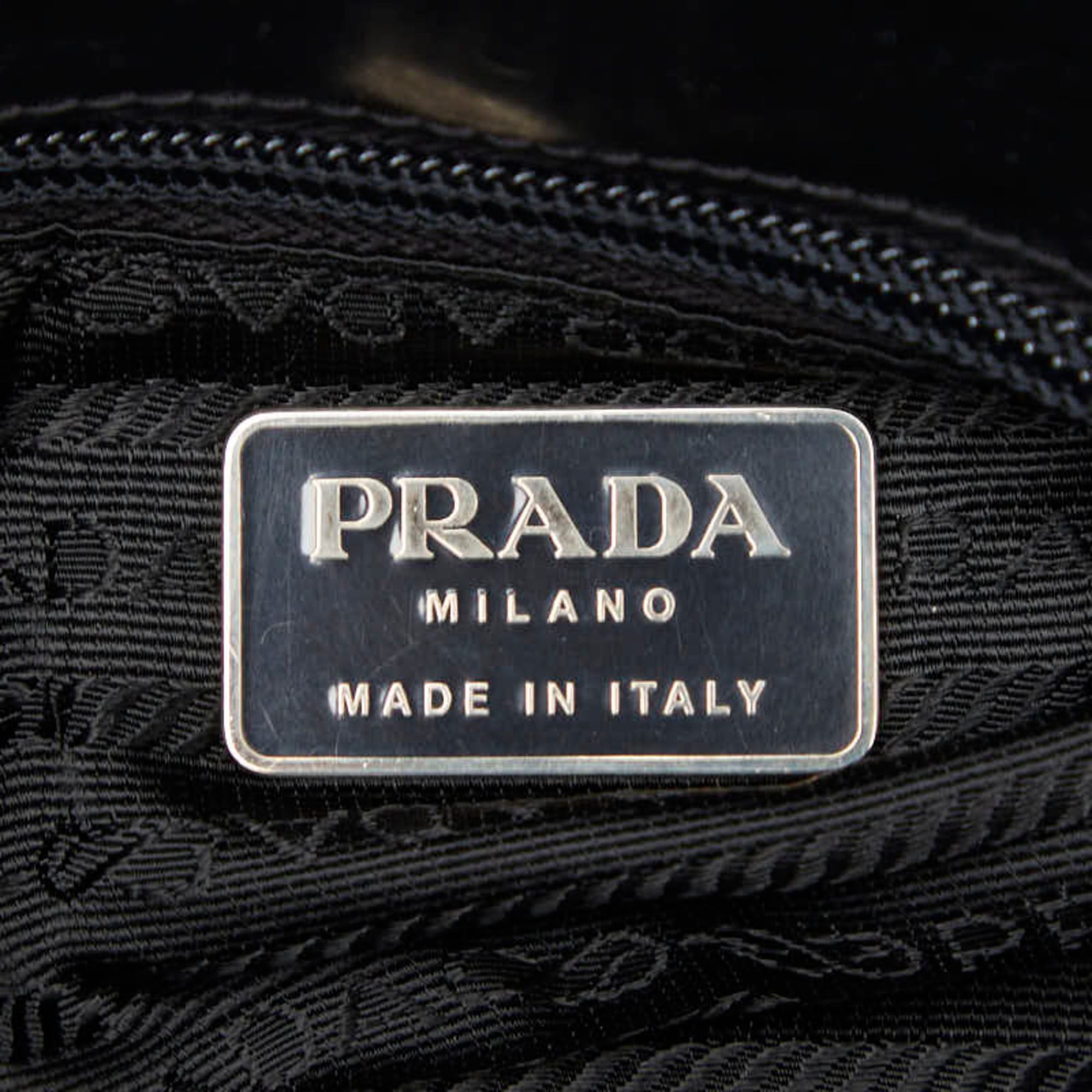 Prada Prada Triangle Logo Plate Tote Bag, White & Black Canvas, Women's PRADA Size ONE SIZE - 11 Thumbnail