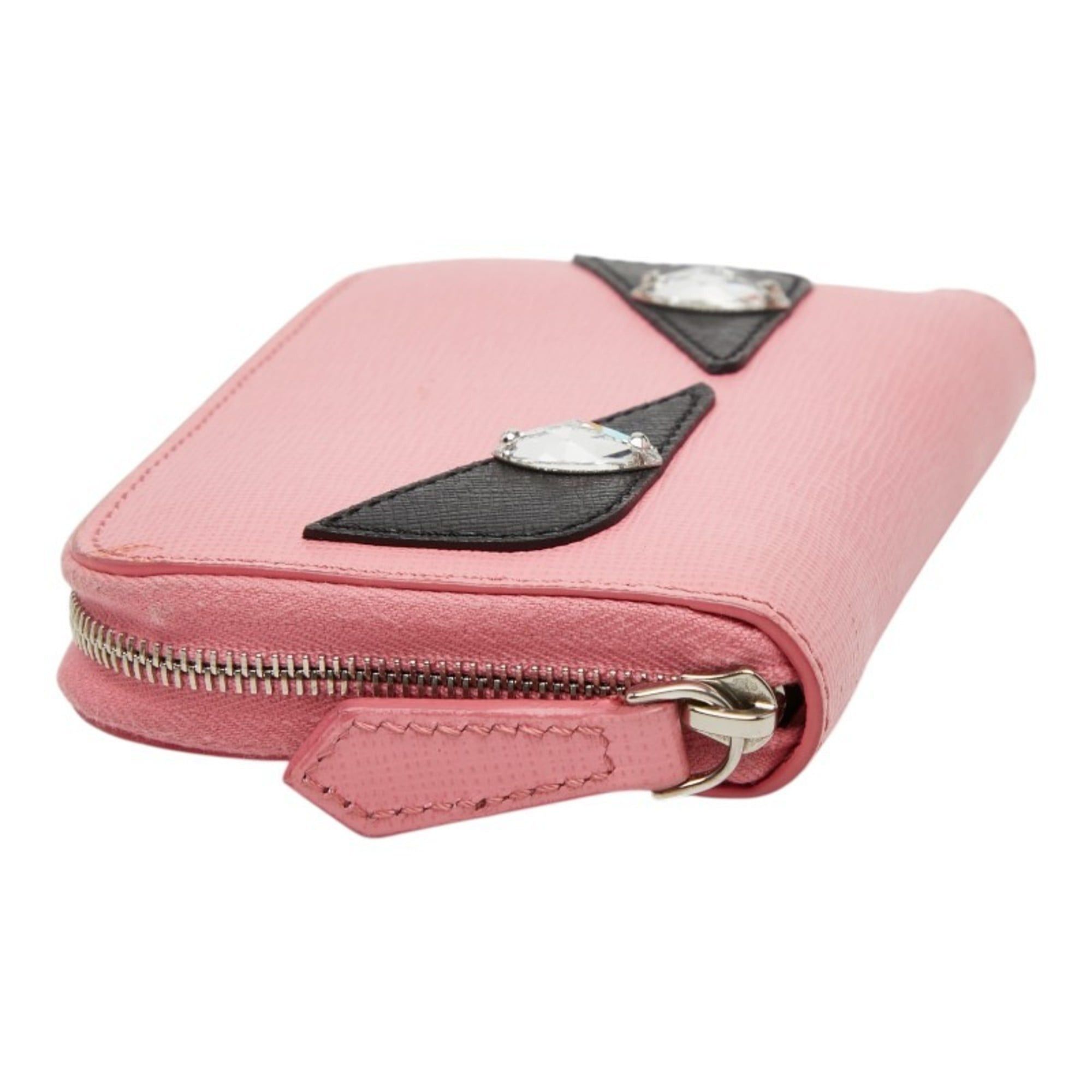 Fendi Fendi Monster Wallet/Coin Purse, 8M0313, Pink/Black Leather, Women's FENDI Size ONE SIZE - 5 Thumbnail