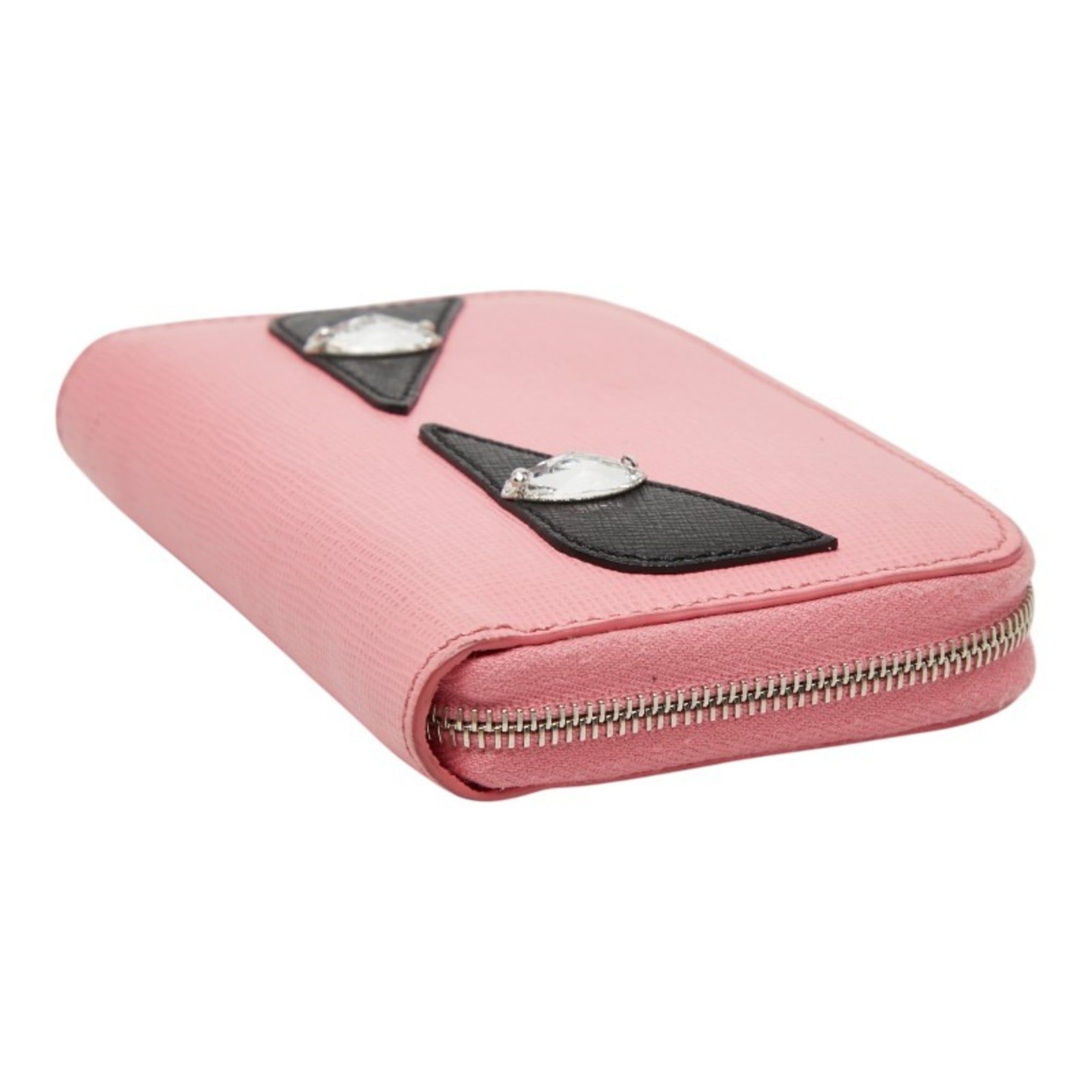 Fendi Fendi Monster Wallet/Coin Purse, 8M0313, Pink/Black Leather, Women's FENDI Size ONE SIZE - 4 Thumbnail
