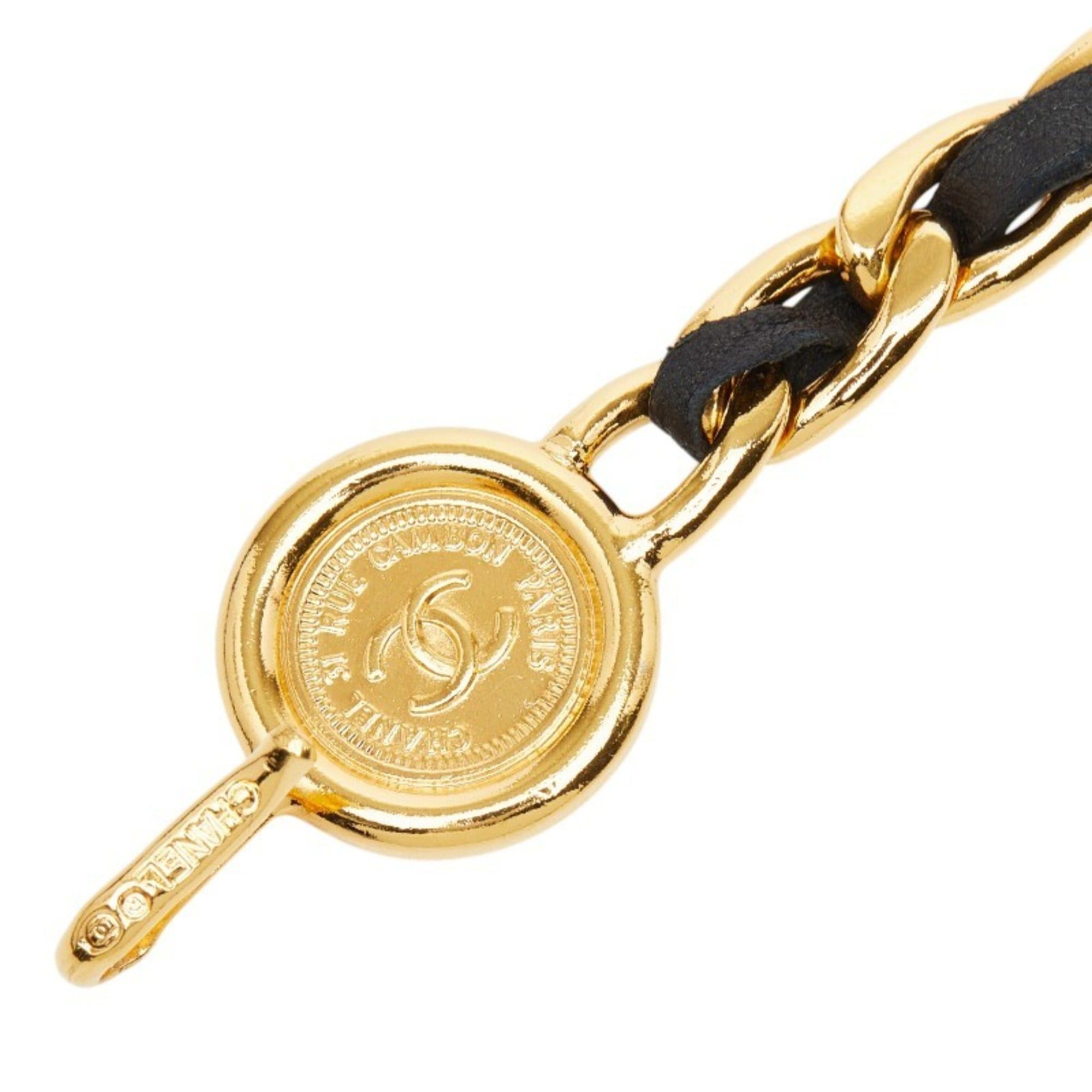 Chanel Chanel Vintage Chain Belt, Gold and Black Plated Leather, Women's. Size ONE SIZE - 3 Thumbnail