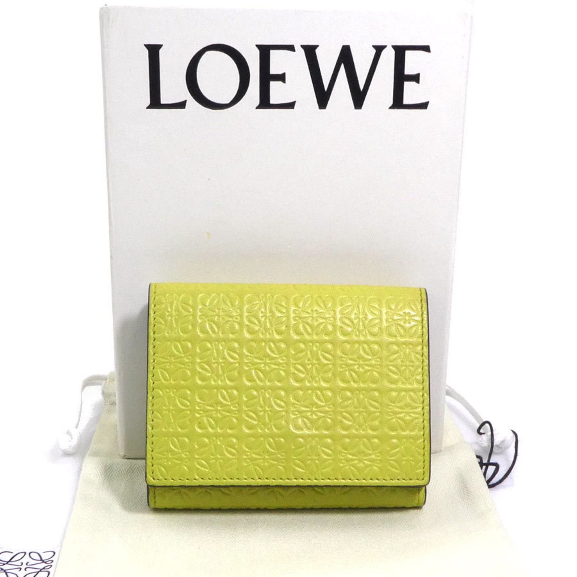 Loewe Loewe Tri-fold Wallet Leather Yellow Green Women's Free Shipping 56616a Size ONE SIZE - 13 Thumbnail