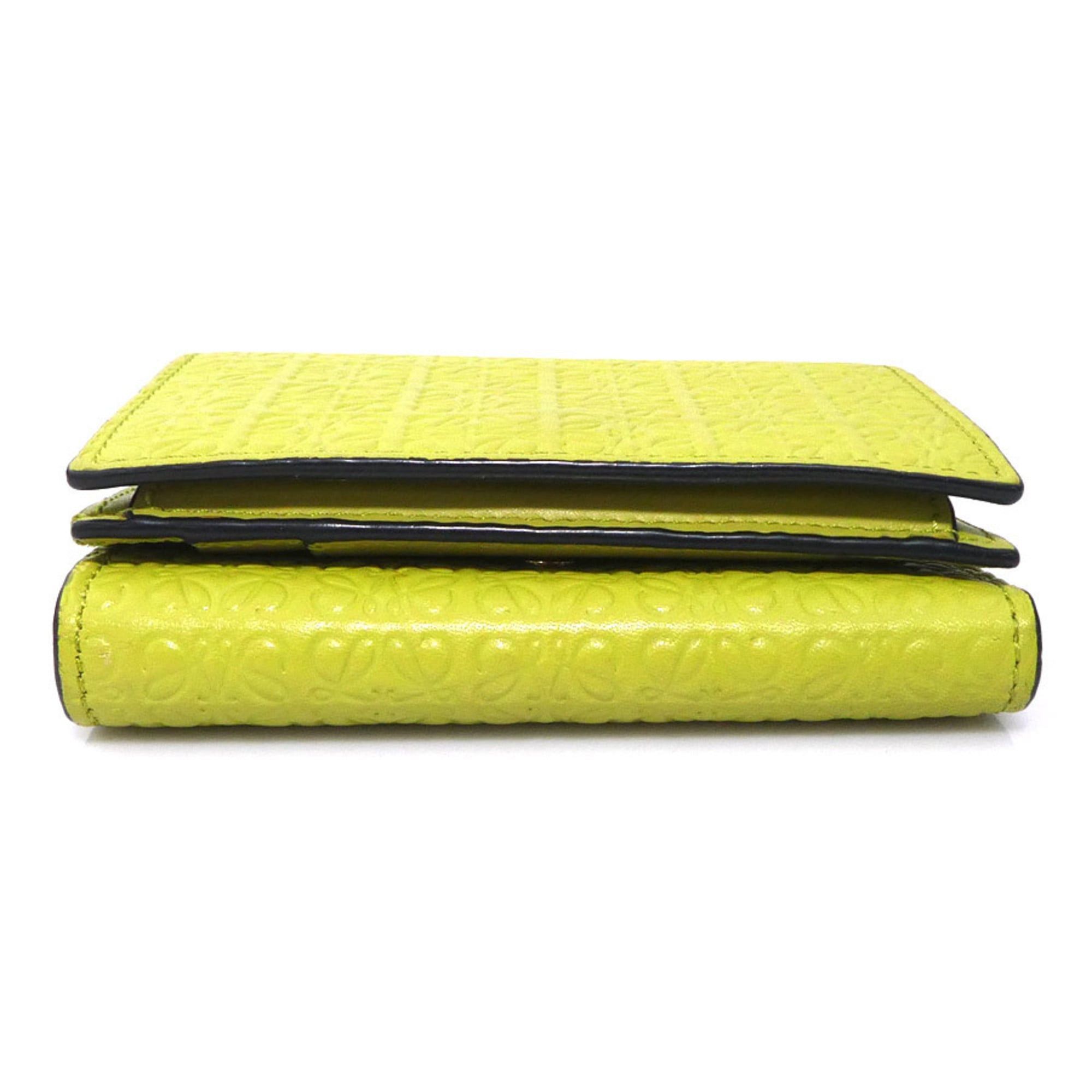 Loewe Loewe Tri-fold Wallet Leather Yellow Green Women's Free Shipping 56616a Size ONE SIZE - 5 Thumbnail
