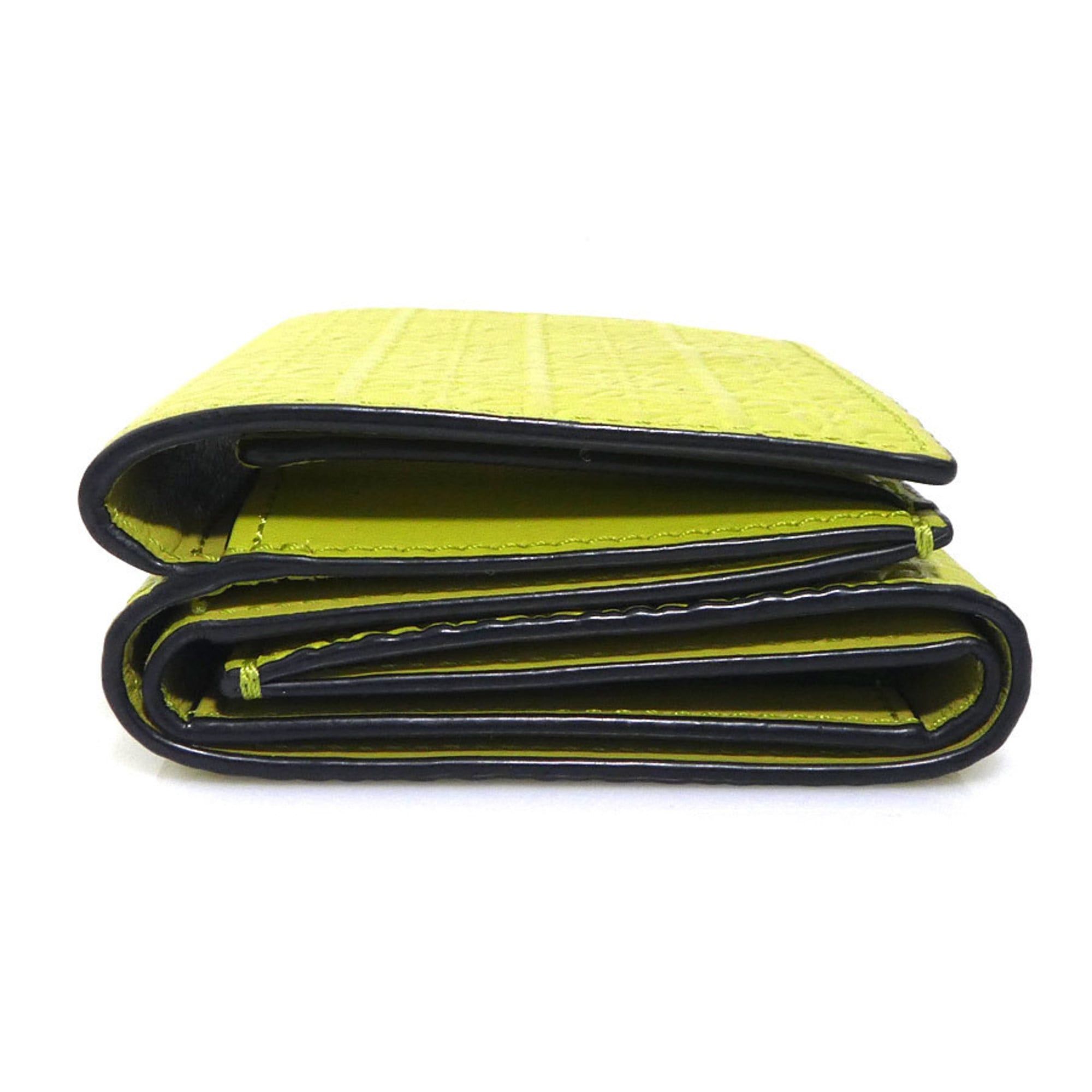 Loewe Loewe Tri-fold Wallet Leather Yellow Green Women's Free Shipping 56616a Size ONE SIZE - 4 Thumbnail