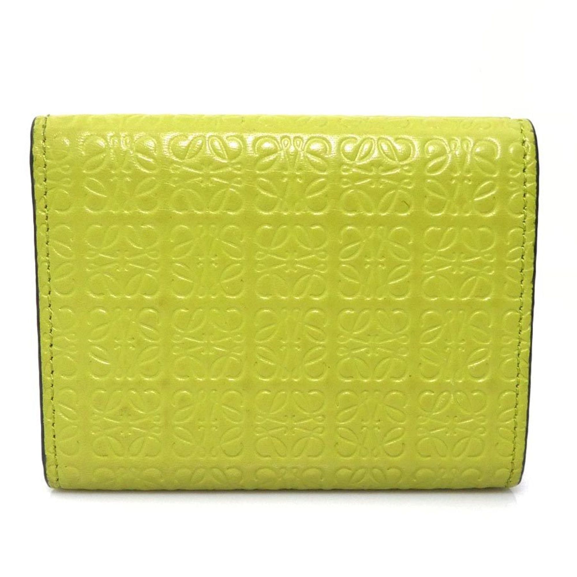 Loewe Loewe Tri-fold Wallet Leather Yellow Green Women's Free Shipping 56616a Size ONE SIZE - 2 Thumbnail