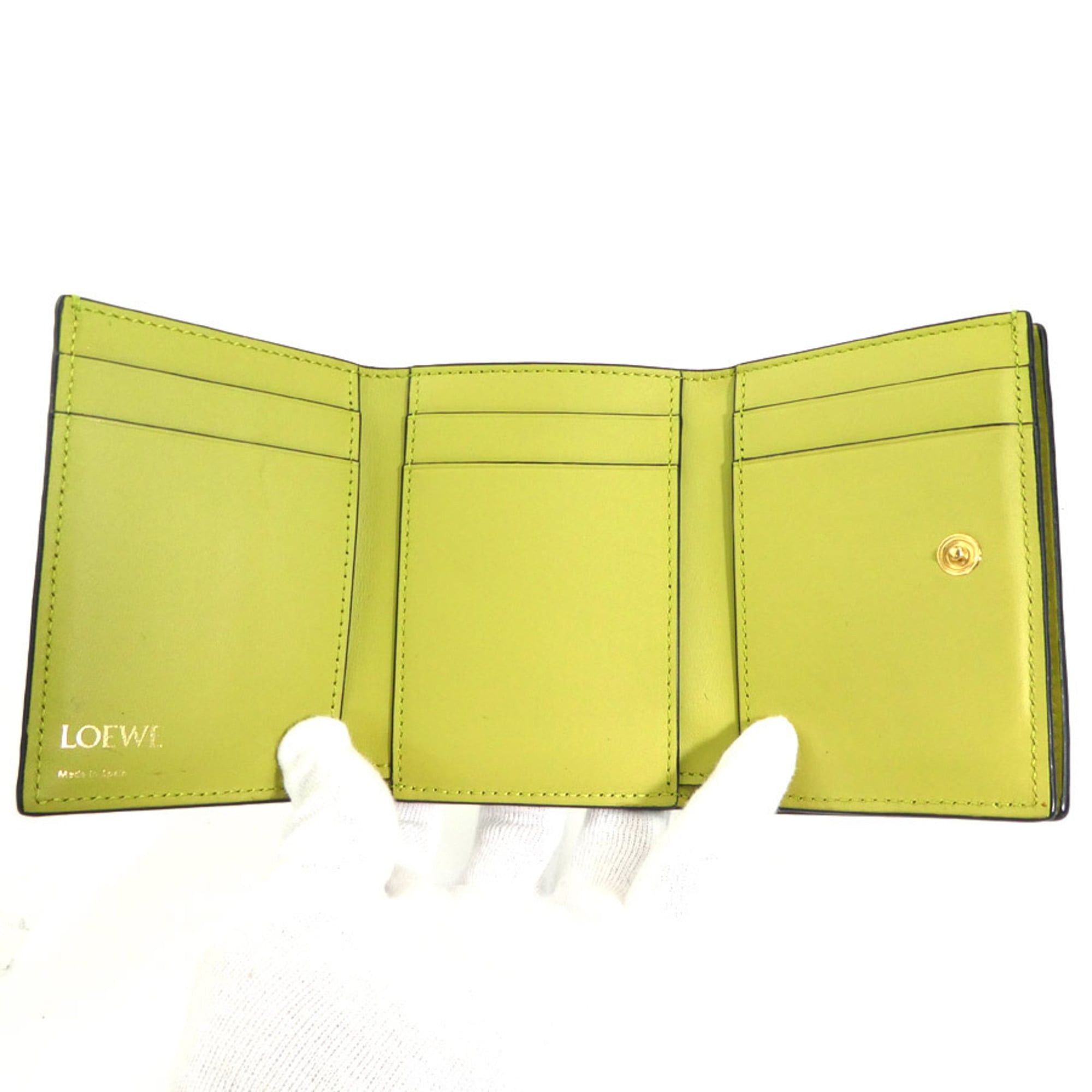 Loewe Loewe Tri-fold Wallet Leather Yellow Green Women's Free Shipping 56616a Size ONE SIZE - 8 Thumbnail