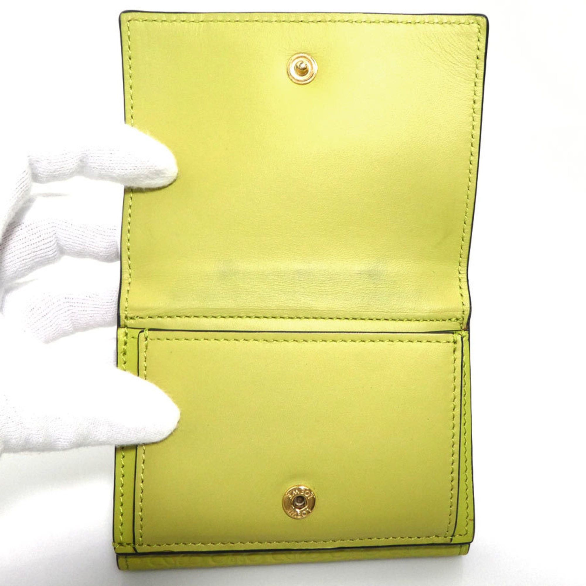 Loewe Loewe Tri-fold Wallet Leather Yellow Green Women's Free Shipping 56616a Size ONE SIZE - 6 Thumbnail