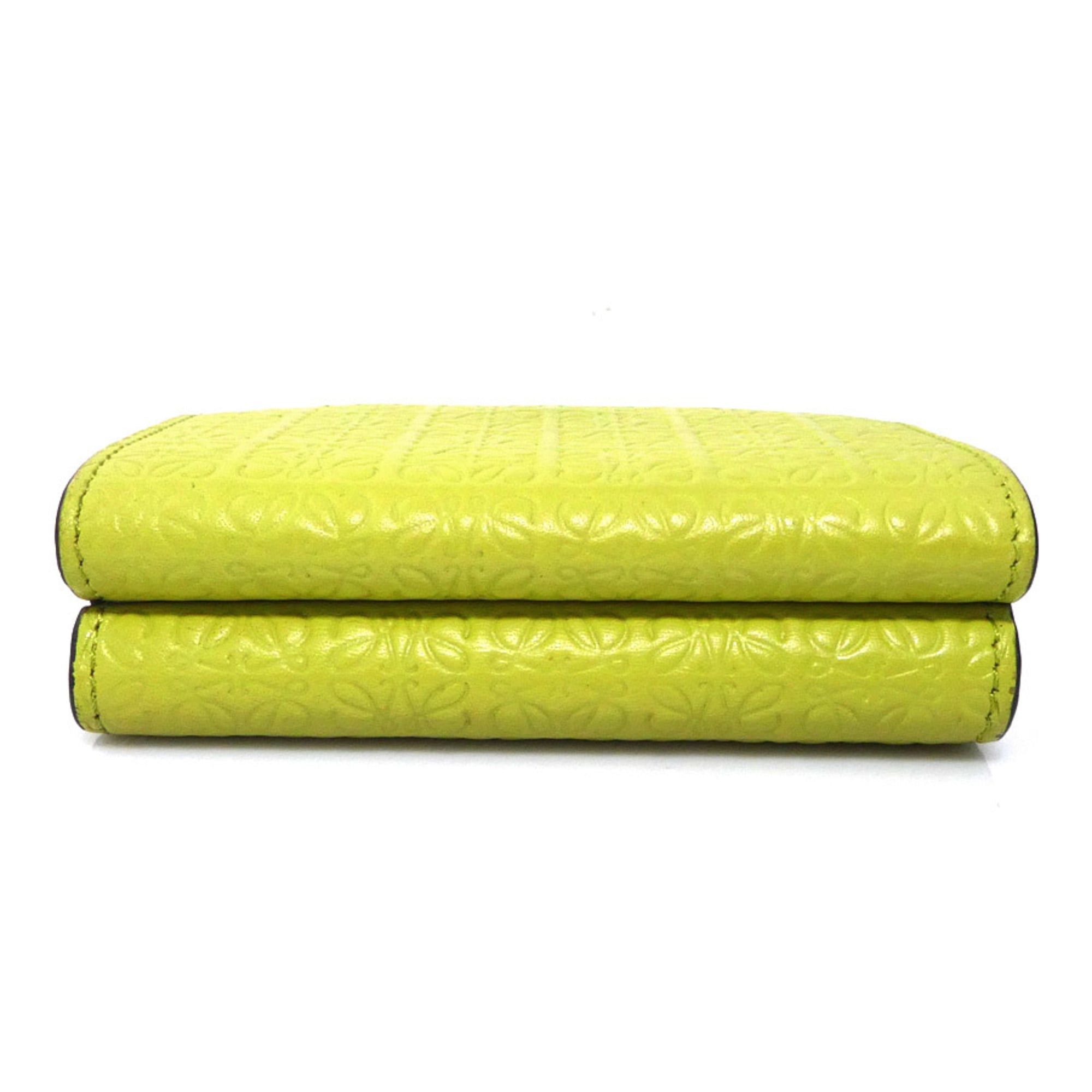 Loewe Loewe Tri-fold Wallet Leather Yellow Green Women's Free Shipping 56616a Size ONE SIZE - 3 Thumbnail