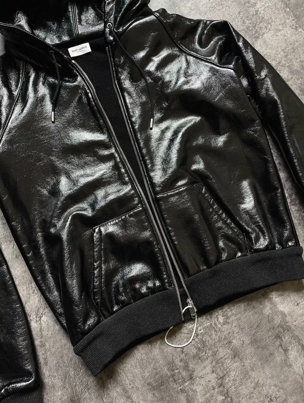 Saint Laurent Paris Saint Laurent Shiny Leather Hooded Jacket Size US M / EU 48-50 / 2 - 5 Thumbnail