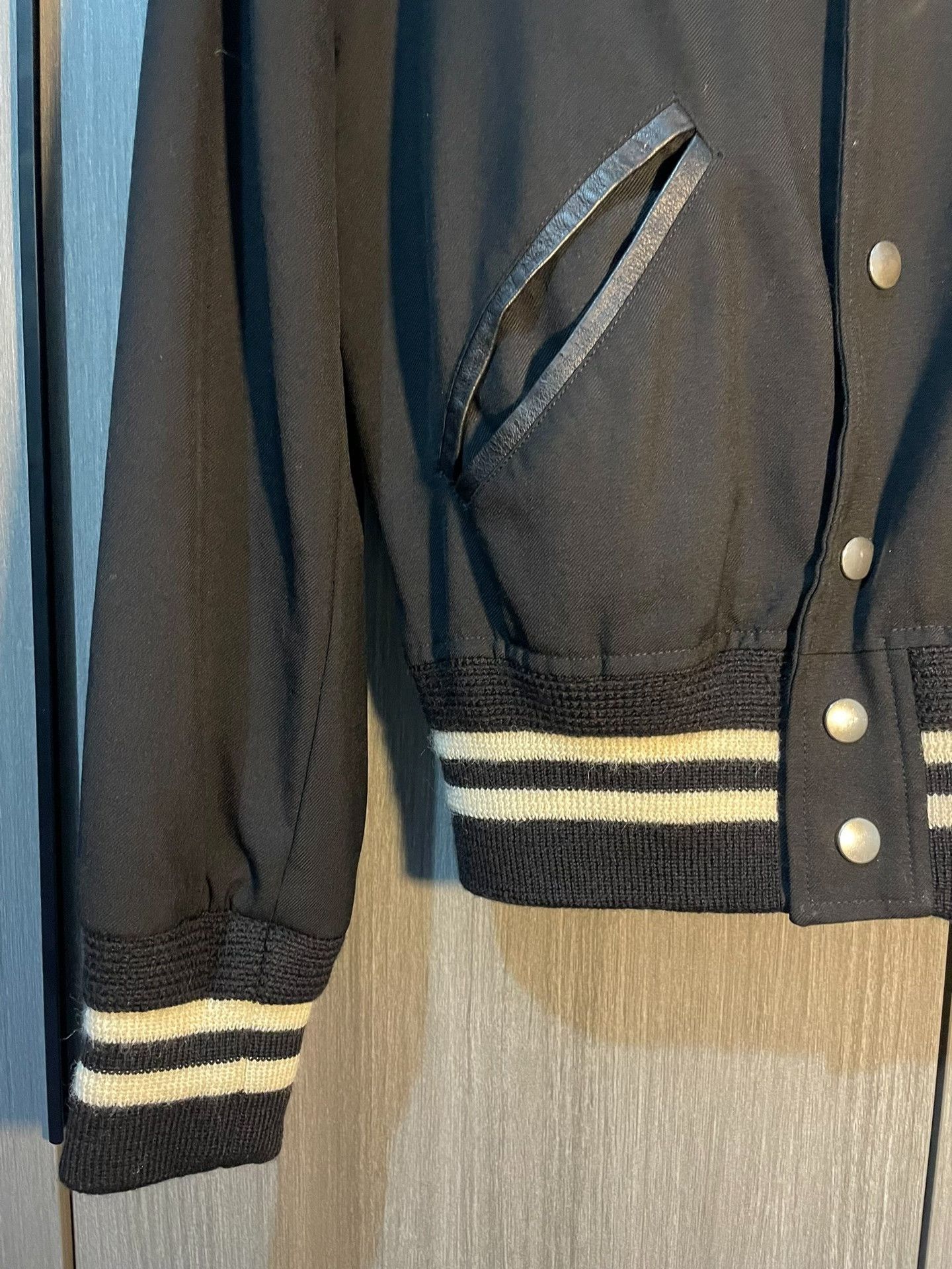 Saint Laurent Paris Saint Laurent Leather Sleeves Varsity Jacket Size US XS / EU 42 / 0 - 5 Thumbnail