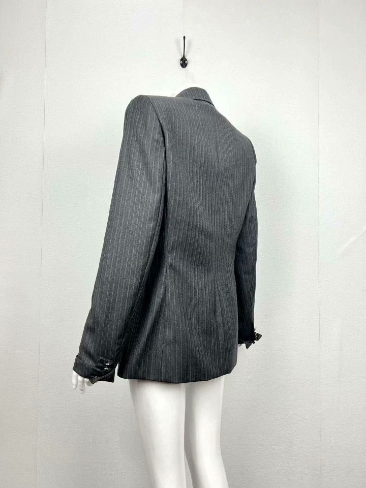 Saint Laurent Paris YSL Gray Pinstripe Wool Blazer Size S / US 4 / IT 40 - 3 Thumbnail