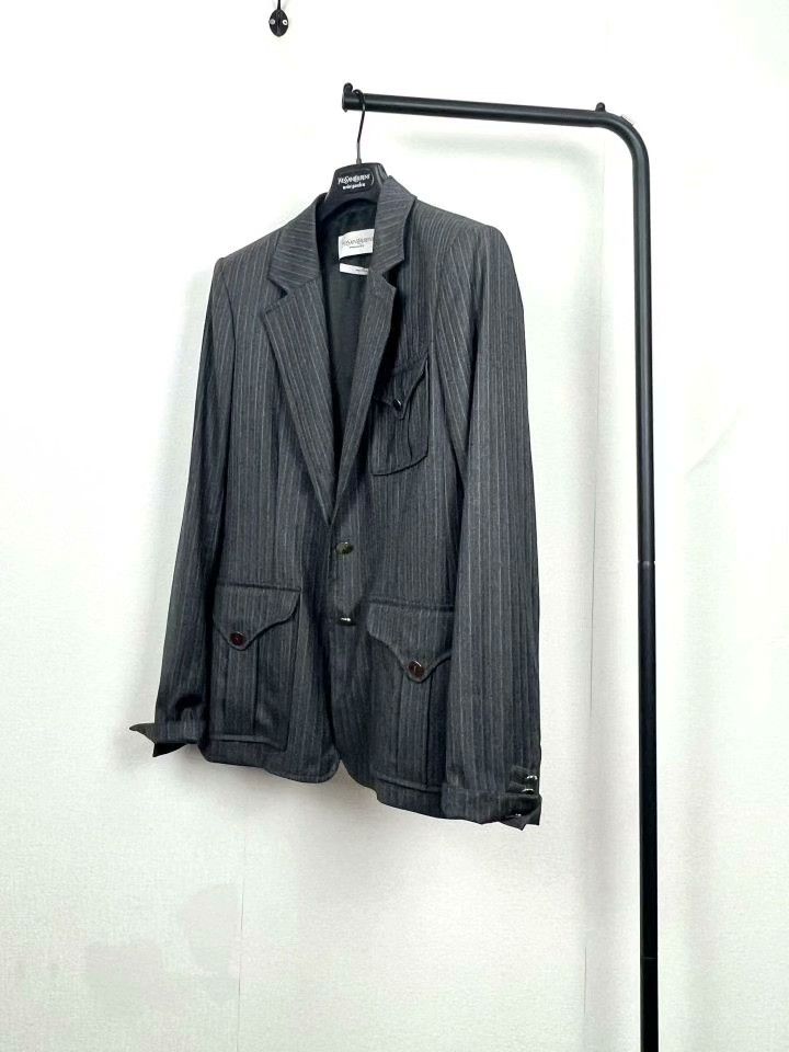 Saint Laurent Paris YSL Gray Pinstripe Wool Blazer Size S / US 4 / IT 40 - 5 Thumbnail