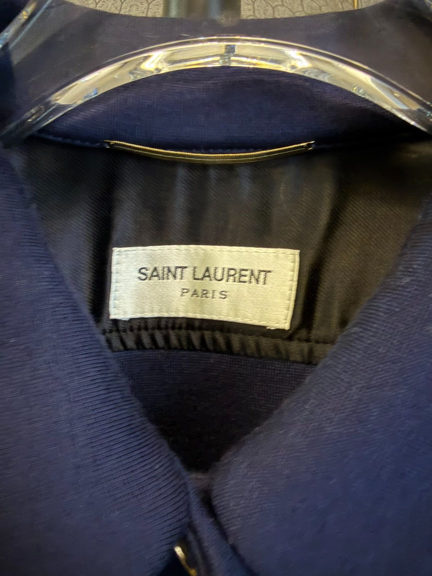 Saint Laurent Paris Saint Laurent Dark Blue Logo Shirt Jacket Size XXS / US 00 / IT 34 - 4 Thumbnail