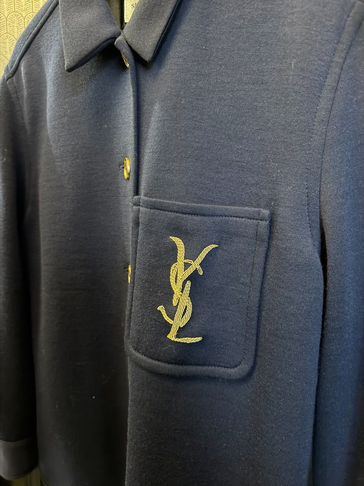 Saint Laurent Paris Saint Laurent Dark Blue Logo Shirt Jacket Size XXS / US 00 / IT 34 - 3 Thumbnail