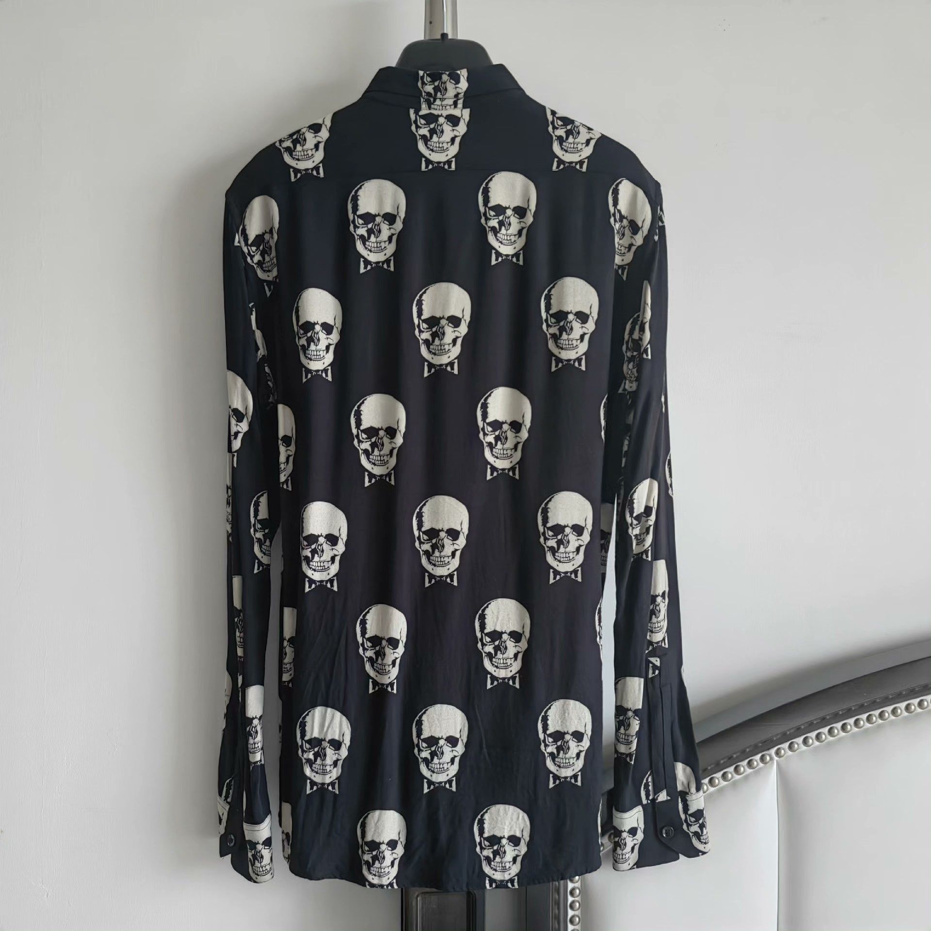 Saint Laurent Paris Saint Laurent 15SS Skull Print Shirt Size US XXS / EU 40 - 2 Thumbnail