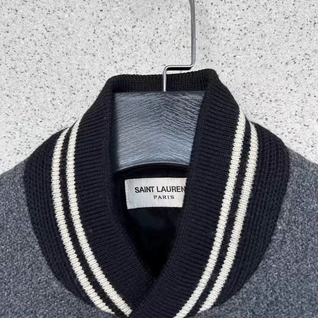 Saint Laurent Paris Saint Laurent Gray Varsity Jacket Size US S / EU 44-46 / 1 - 2 Thumbnail