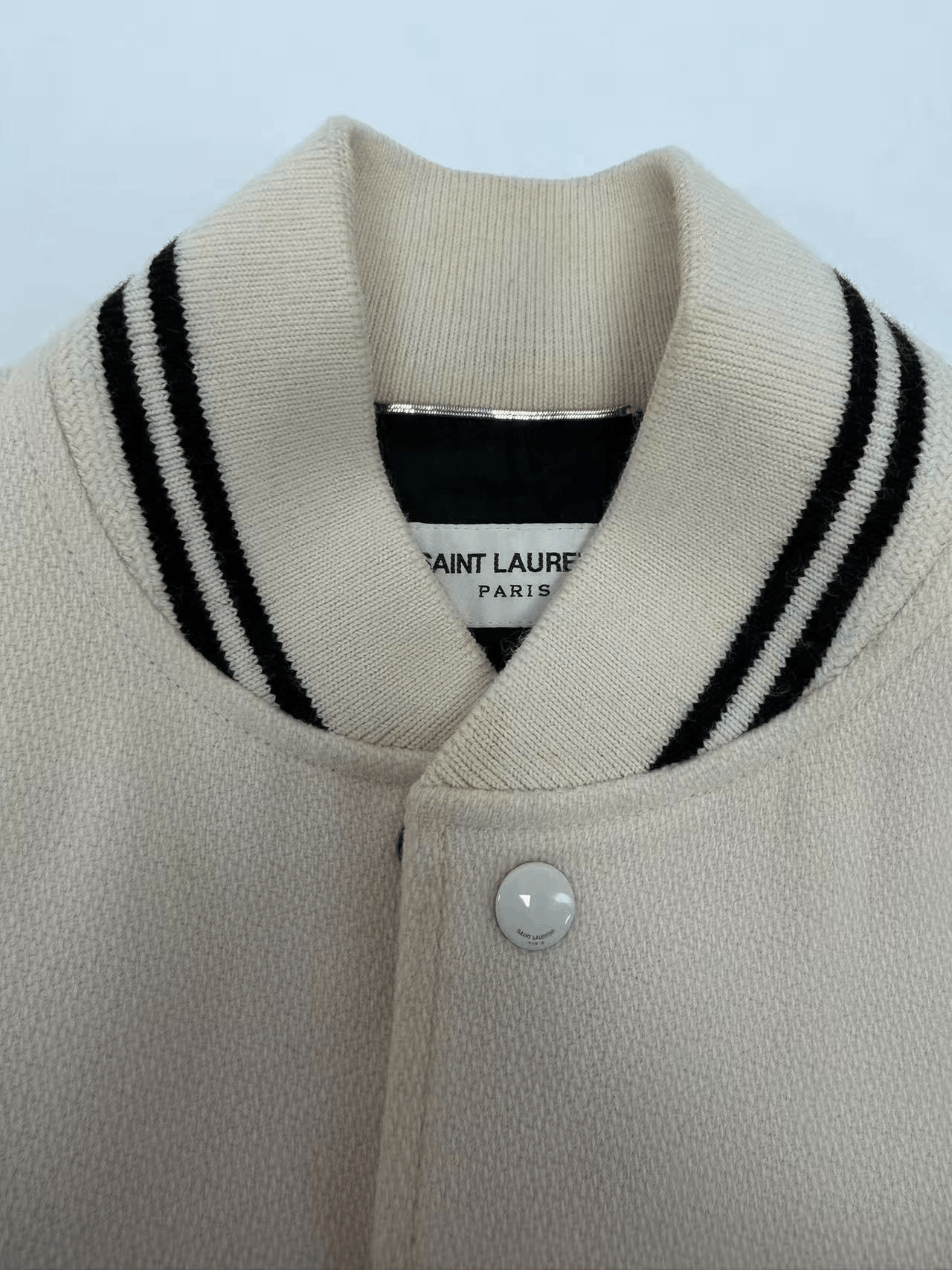 Saint Laurent Paris SAINT LAURENT Cream Black Varsity Jacket Size US S / EU 44-46 / 1 - 2 Thumbnail
