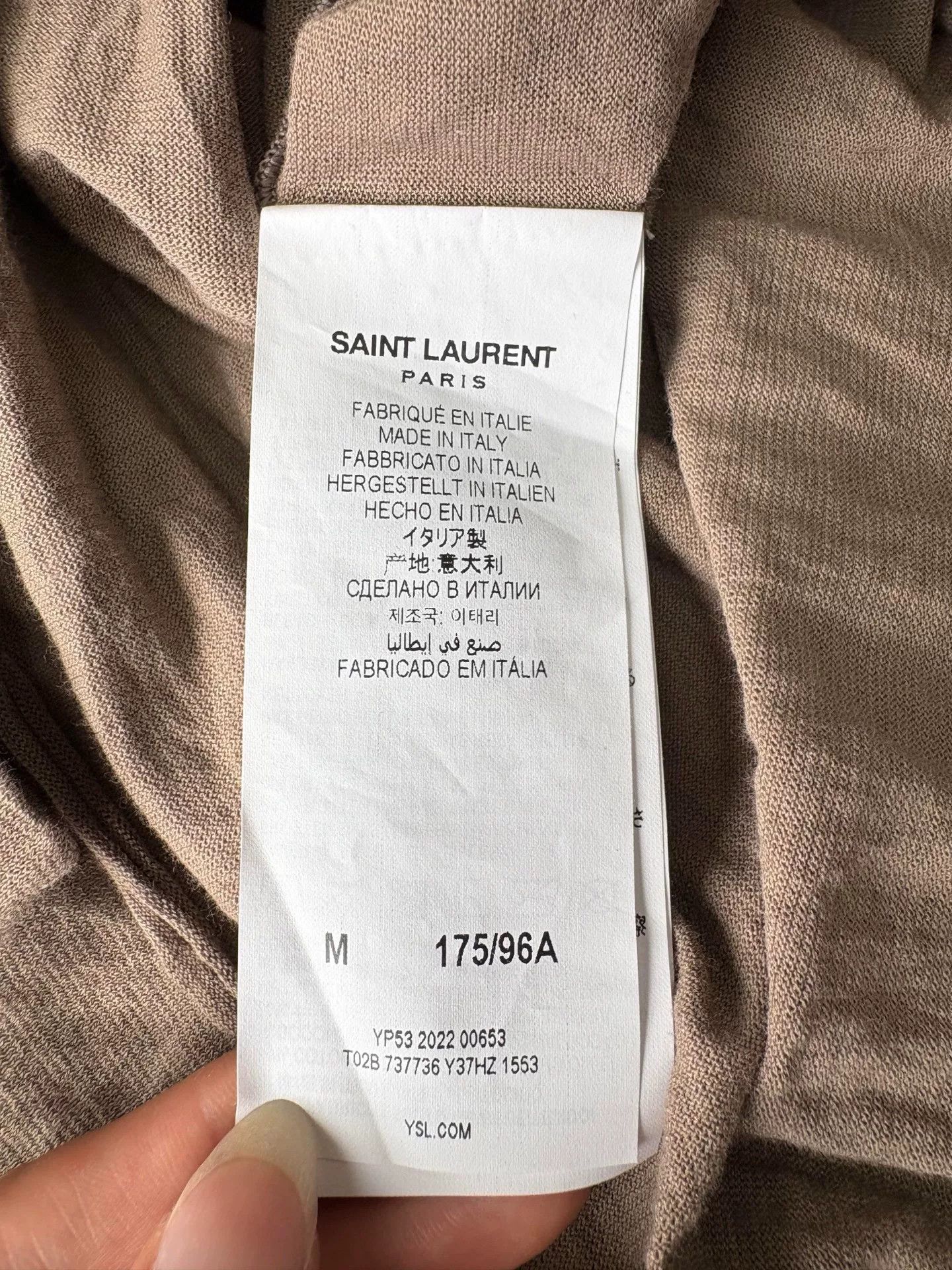 Saint Laurent Paris Saint Laurent Brown Crinkled T-shirt Size US M / EU 48-50 / 2 - 6 Thumbnail