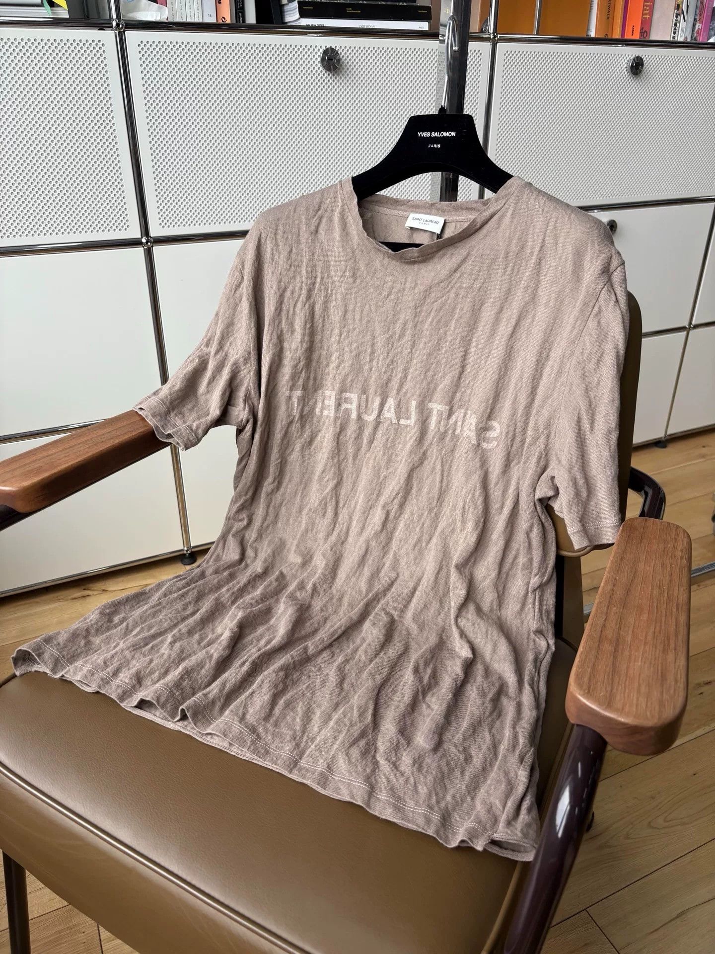 Saint Laurent Paris Saint Laurent Brown Crinkled T-shirt Size US M / EU 48-50 / 2 - 2 Thumbnail