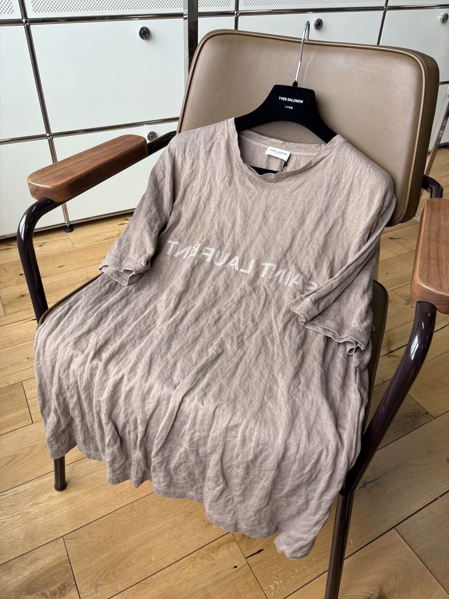 Saint Laurent Paris Saint Laurent Brown Crinkled T-shirt Size US M / EU 48-50 / 2 - 8 Thumbnail