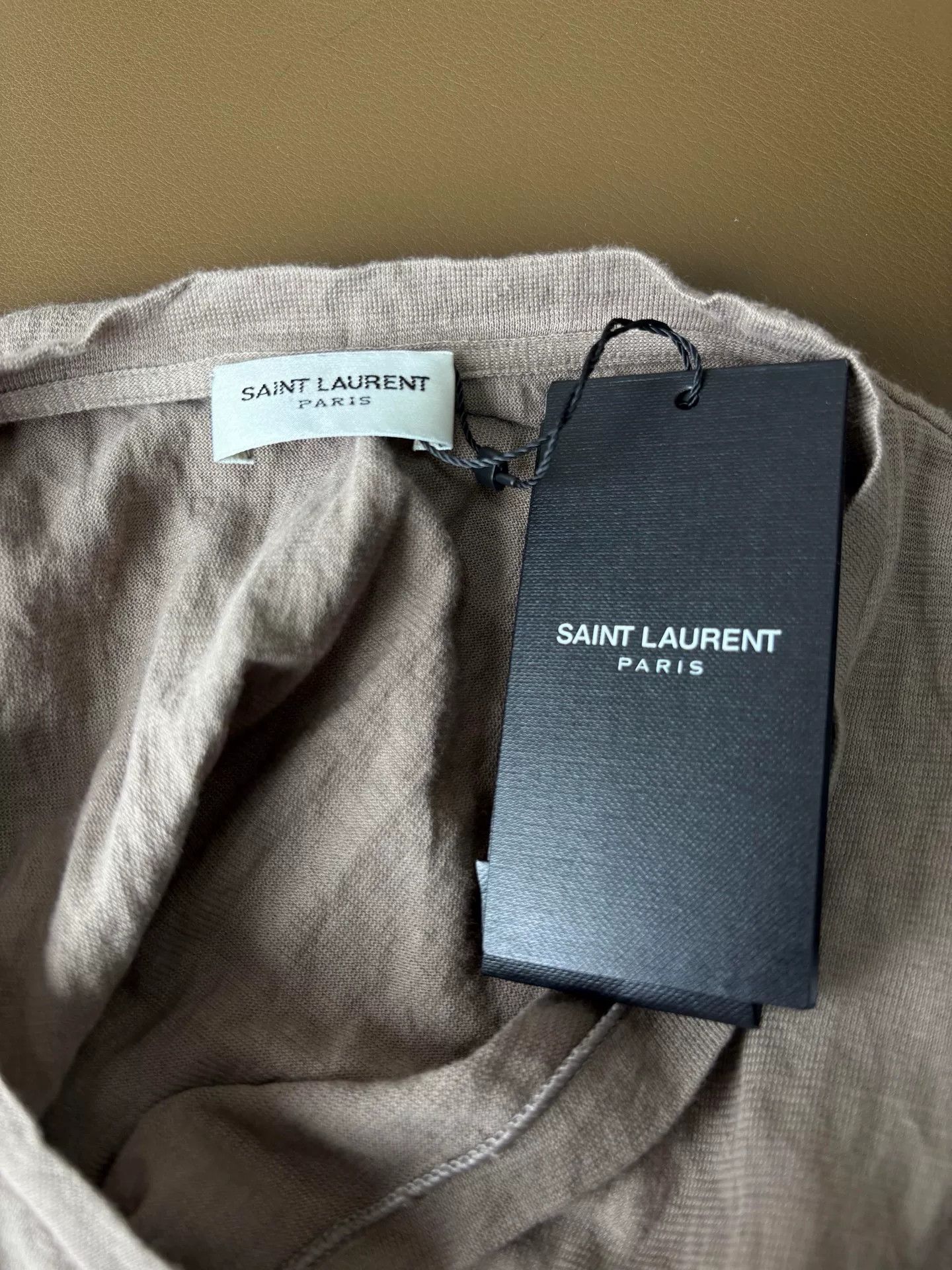Saint Laurent Paris Saint Laurent Brown Crinkled T-shirt Size US M / EU 48-50 / 2 - 4 Thumbnail