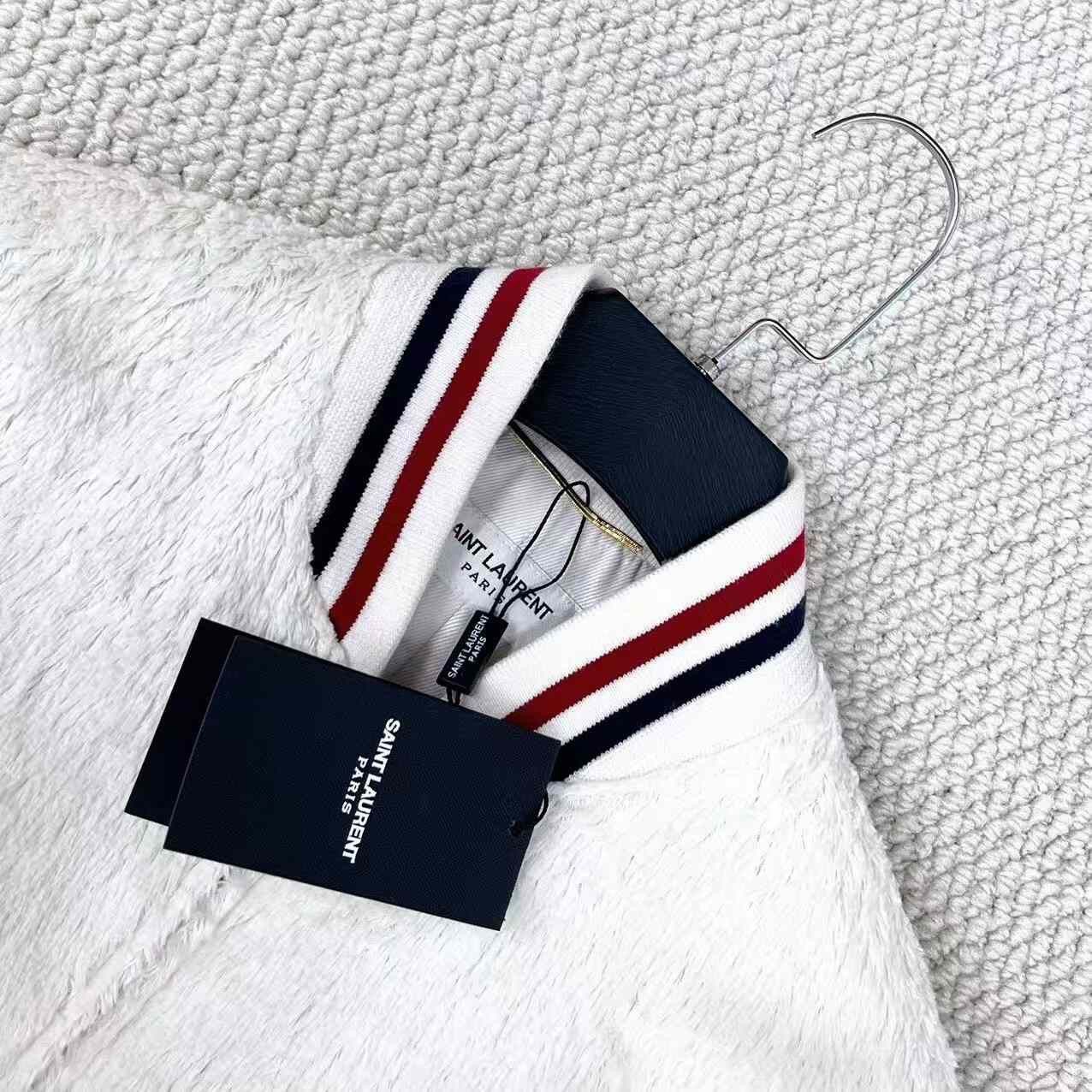 Saint Laurent Paris Saint Laurent White Teddy Baseball Jacket Size US M / EU 48-50 / 2 - 3 Thumbnail