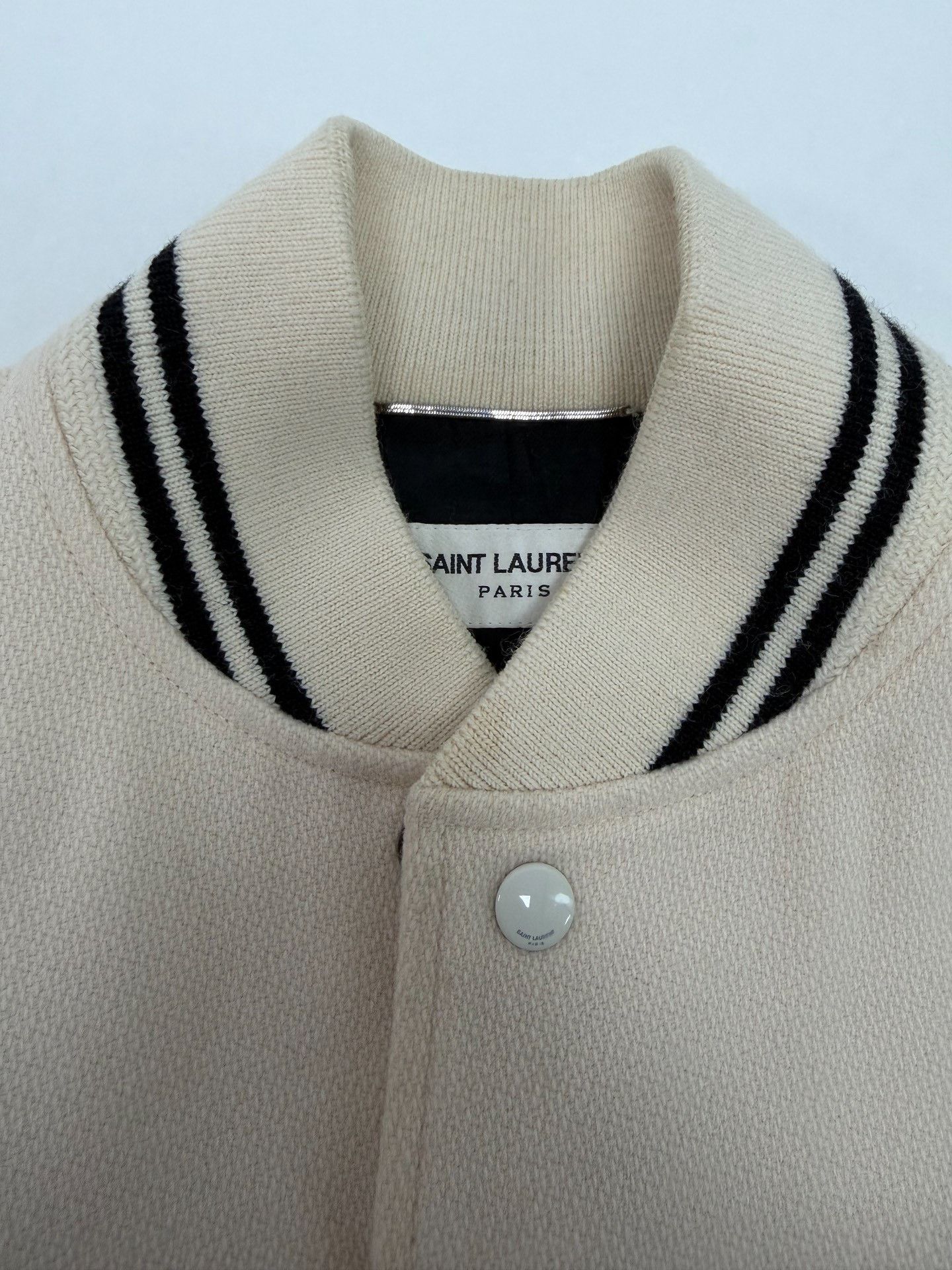 Saint Laurent Paris Saint Laurent Beige Baseball Jacket Size US S / EU 44-46 / 1 - 3 Thumbnail