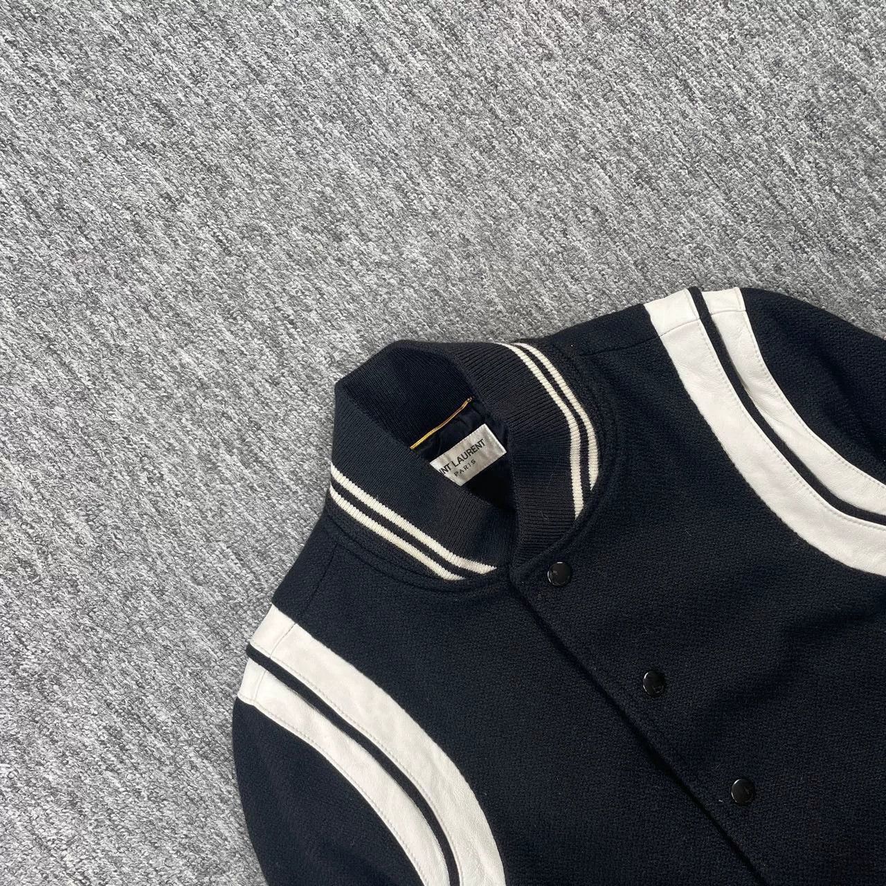 Saint Laurent Paris Saint Laurent Black Striped Varsity Jacket Size US M / EU 48-50 / 2 - 3 Thumbnail