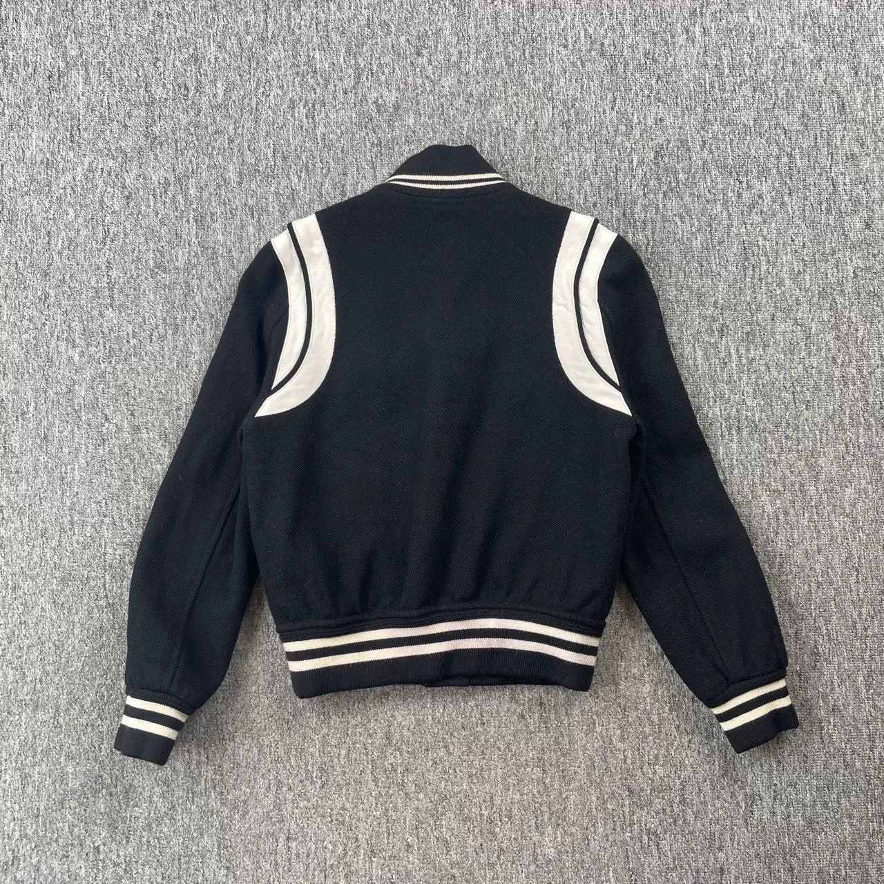 Saint Laurent Paris Saint Laurent Black Striped Varsity Jacket Size US M / EU 48-50 / 2 - 2 Thumbnail