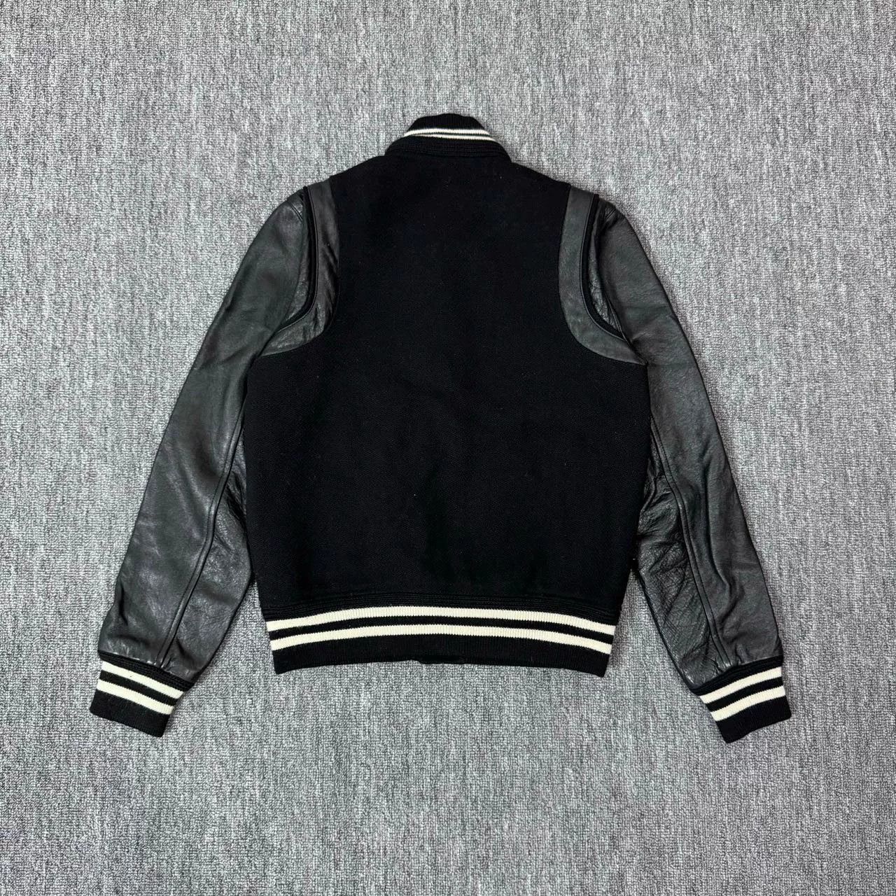 Saint Laurent Paris Saint Laurent Black Leather Sleeve Baseball Jacket Size US M / EU 48-50 / 2 - 2 Thumbnail