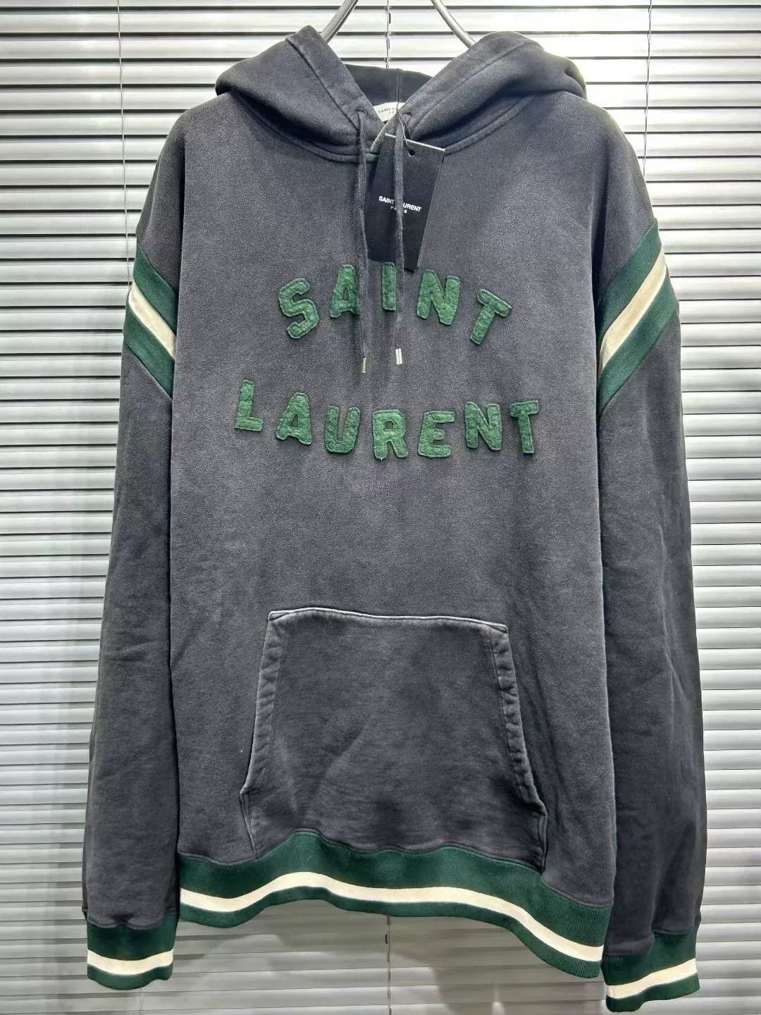 Saint Laurent Paris Saint Laurent Dark Gray Logo Hoodie Size US L / EU 52-54 / 3 - 3 Thumbnail