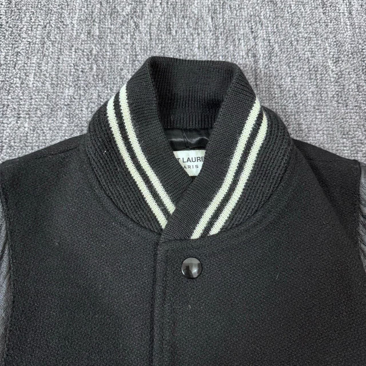 Saint Laurent Paris Saint Laurent Black Leather Sleeve Baseball Jacket Size US M / EU 48-50 / 2 - 3 Thumbnail