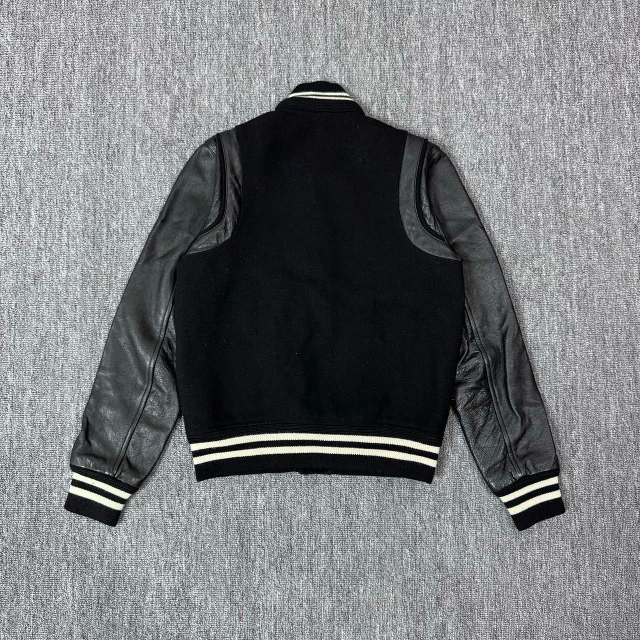 Saint Laurent Paris Saint Laurent Black Leather Sleeve Baseball Jacket Size US M / EU 48-50 / 2 - 2 Thumbnail