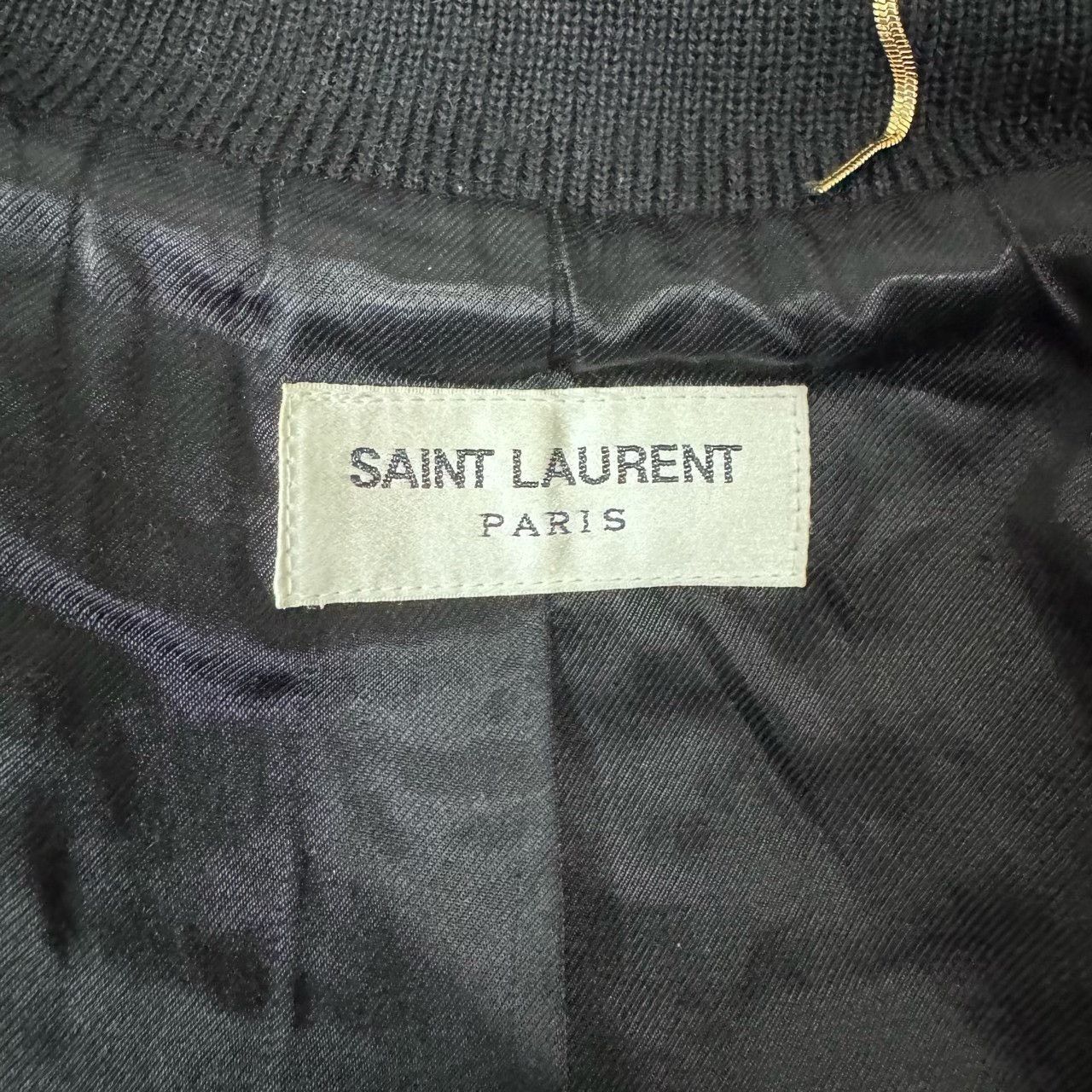 Saint Laurent Paris Saint Laurent Black Leather Sleeve Baseball Jacket Size US M / EU 48-50 / 2 - 6 Thumbnail