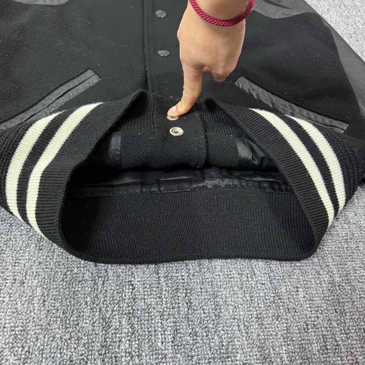 Saint Laurent Paris Saint Laurent Black Leather Sleeve Baseball Jacket Size US M / EU 48-50 / 2 - 4 Thumbnail