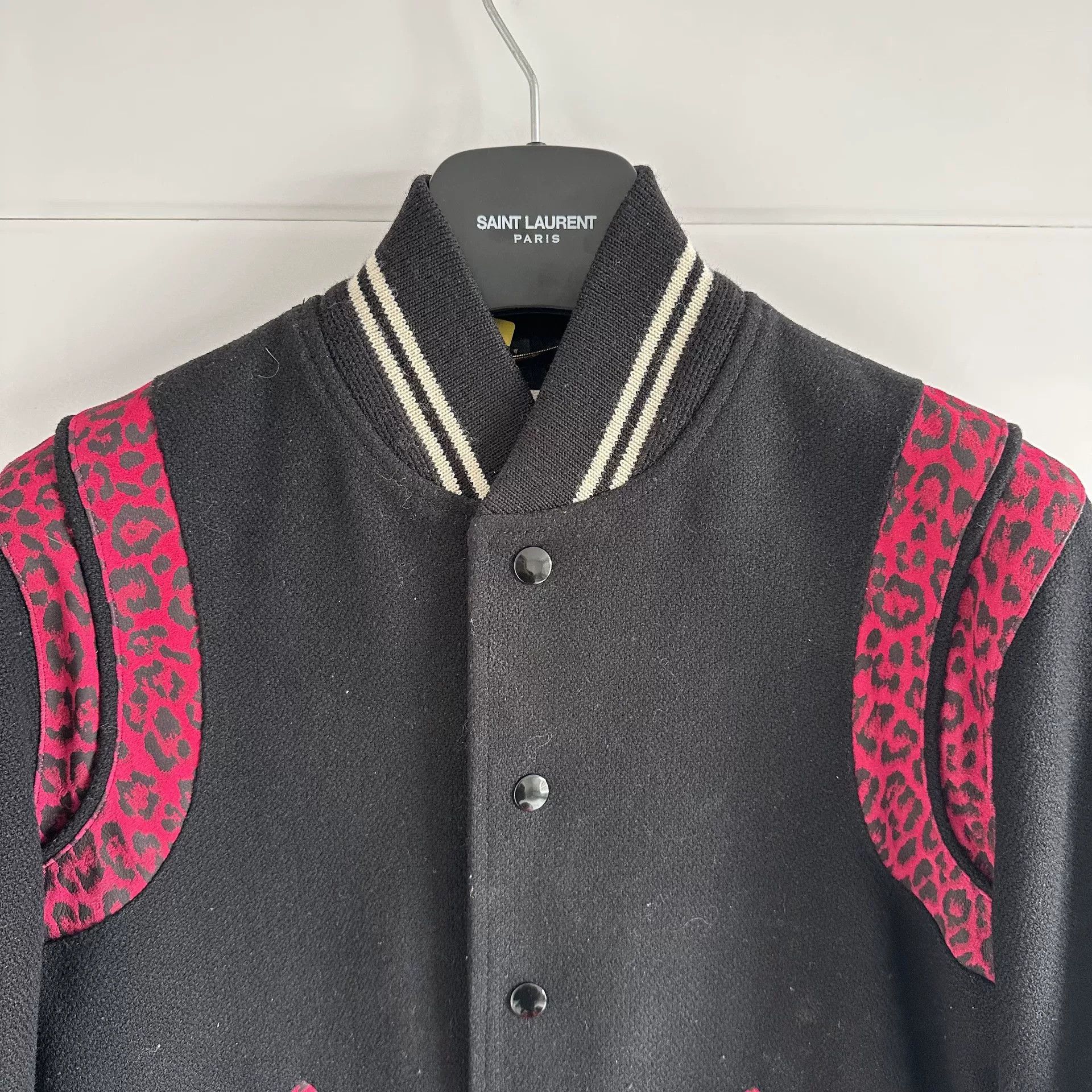 Saint Laurent Paris Saint Laurent Leopard Print Baseball Jacket Size US XXS / EU 40 - 2 Thumbnail