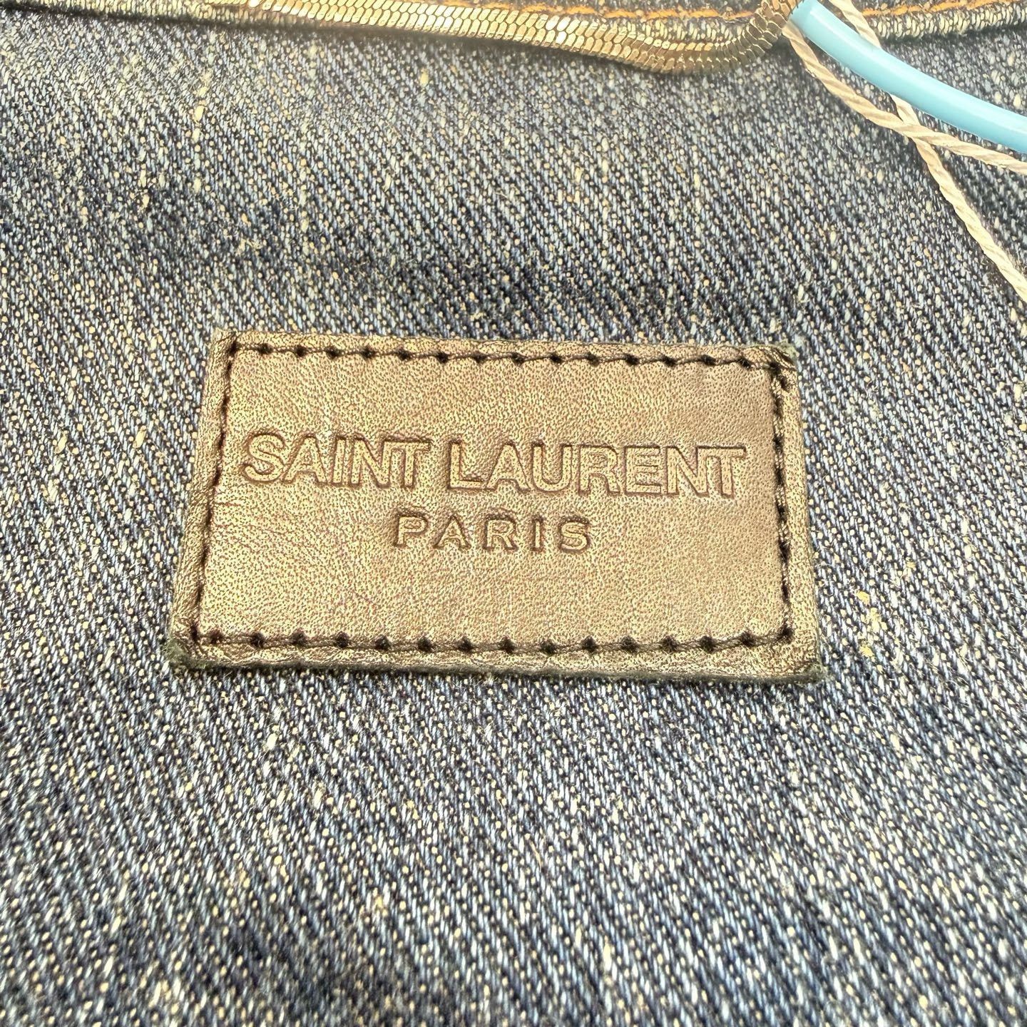 Saint Laurent Paris Saint Laurent Blue Shark Embroidery Denim Jacket Size US L / EU 52-54 / 3 - 3 Thumbnail