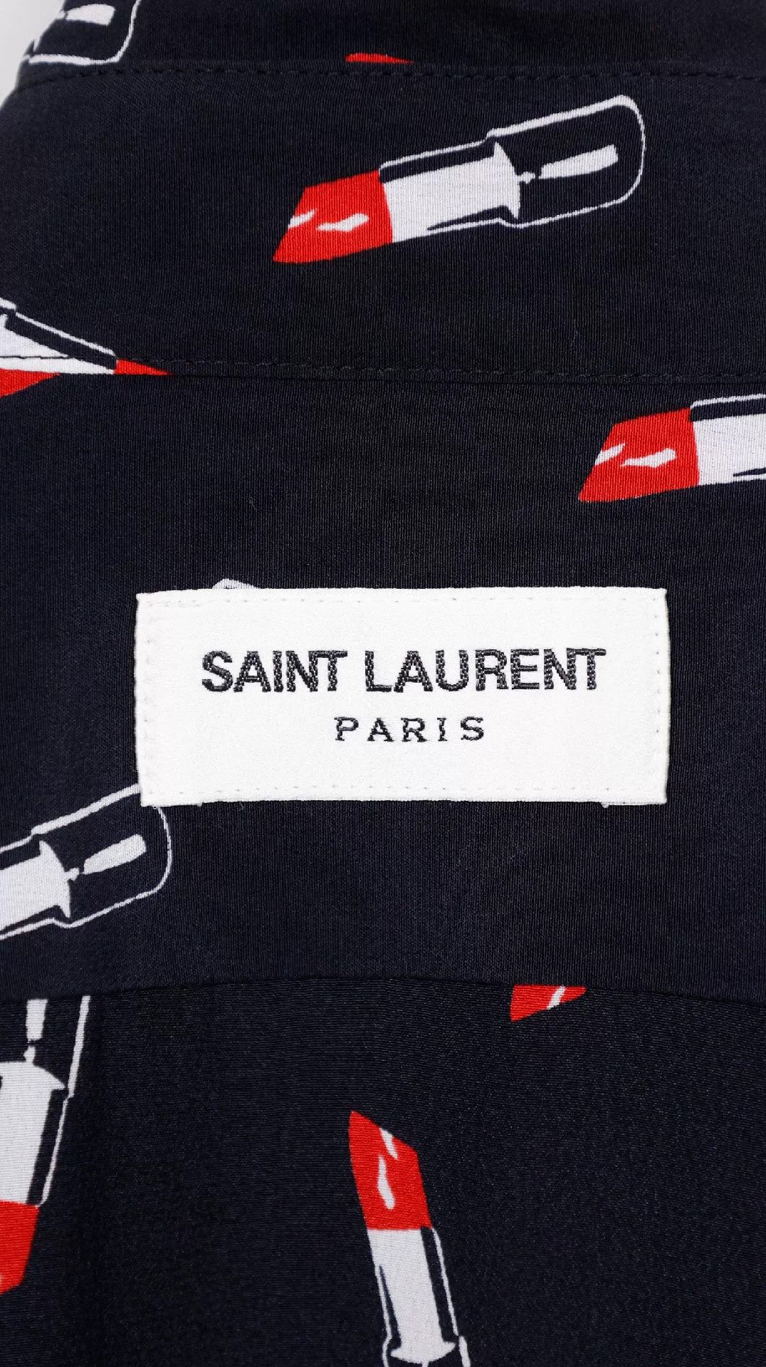 Saint Laurent Paris YSL Dark Blue Lipstick Print Shirt Size XS / US 0-2 / IT 36-38 - 9 Thumbnail