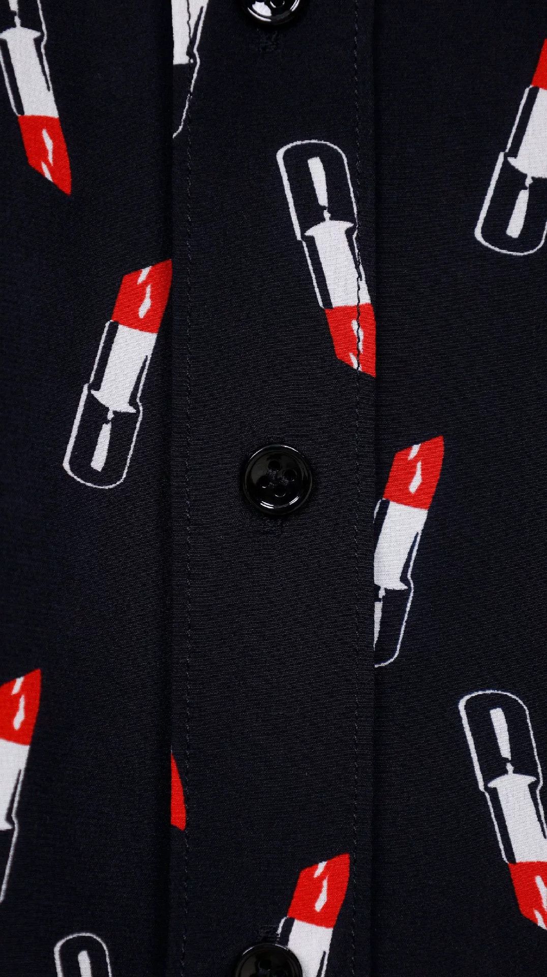Saint Laurent Paris YSL Dark Blue Lipstick Print Shirt Size XS / US 0-2 / IT 36-38 - 7 Thumbnail
