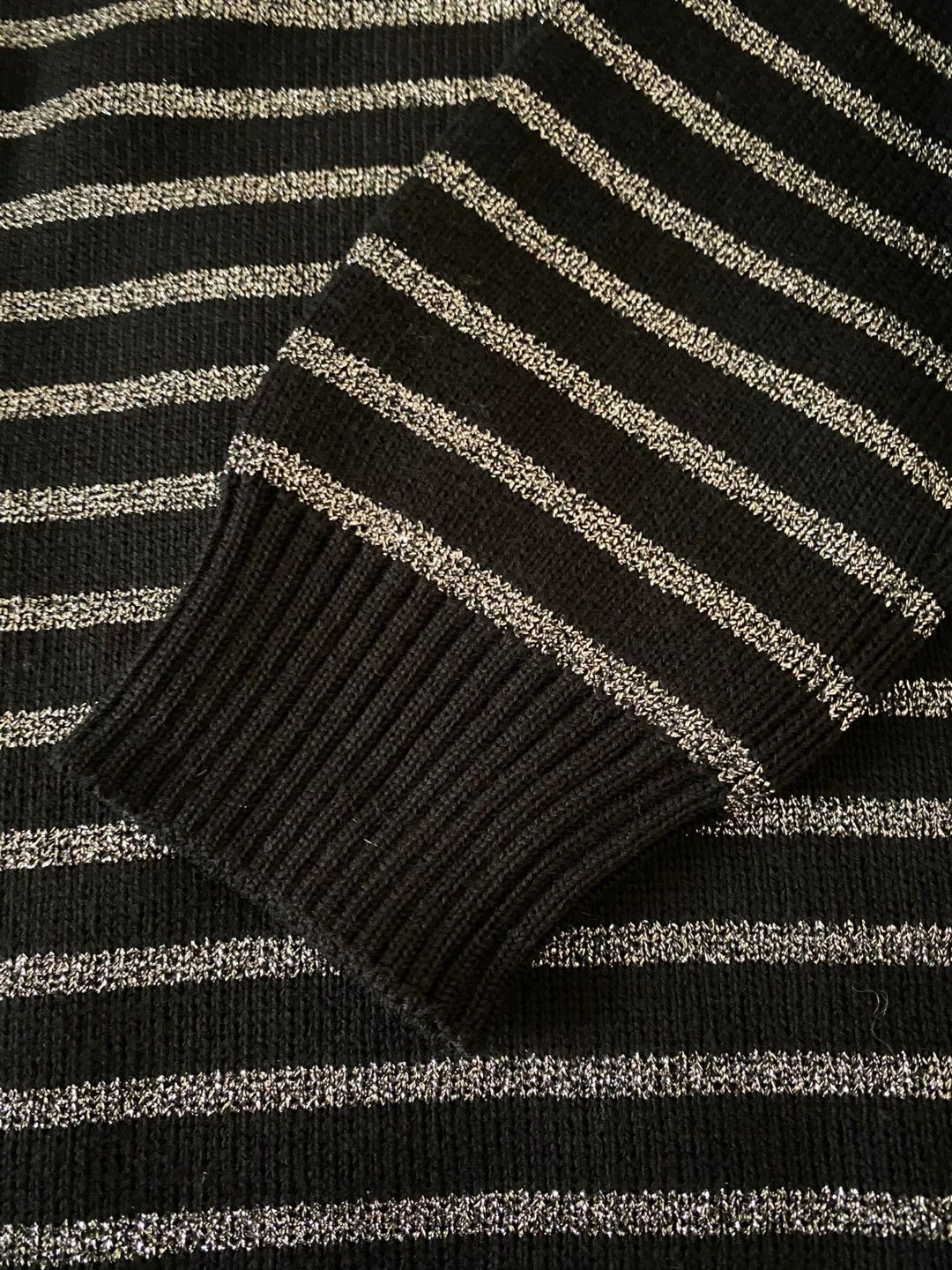 Saint Laurent Paris Saint Laurent Men's Silver Stripe Wool Sweater Size US M / EU 48-50 / 2 - 5 Thumbnail