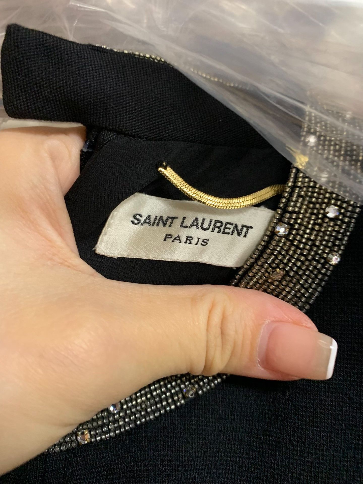 Saint Laurent Paris Saint Laurent Black Beaded Collar Dress Size S / US 4 / IT 40 - 2 Thumbnail