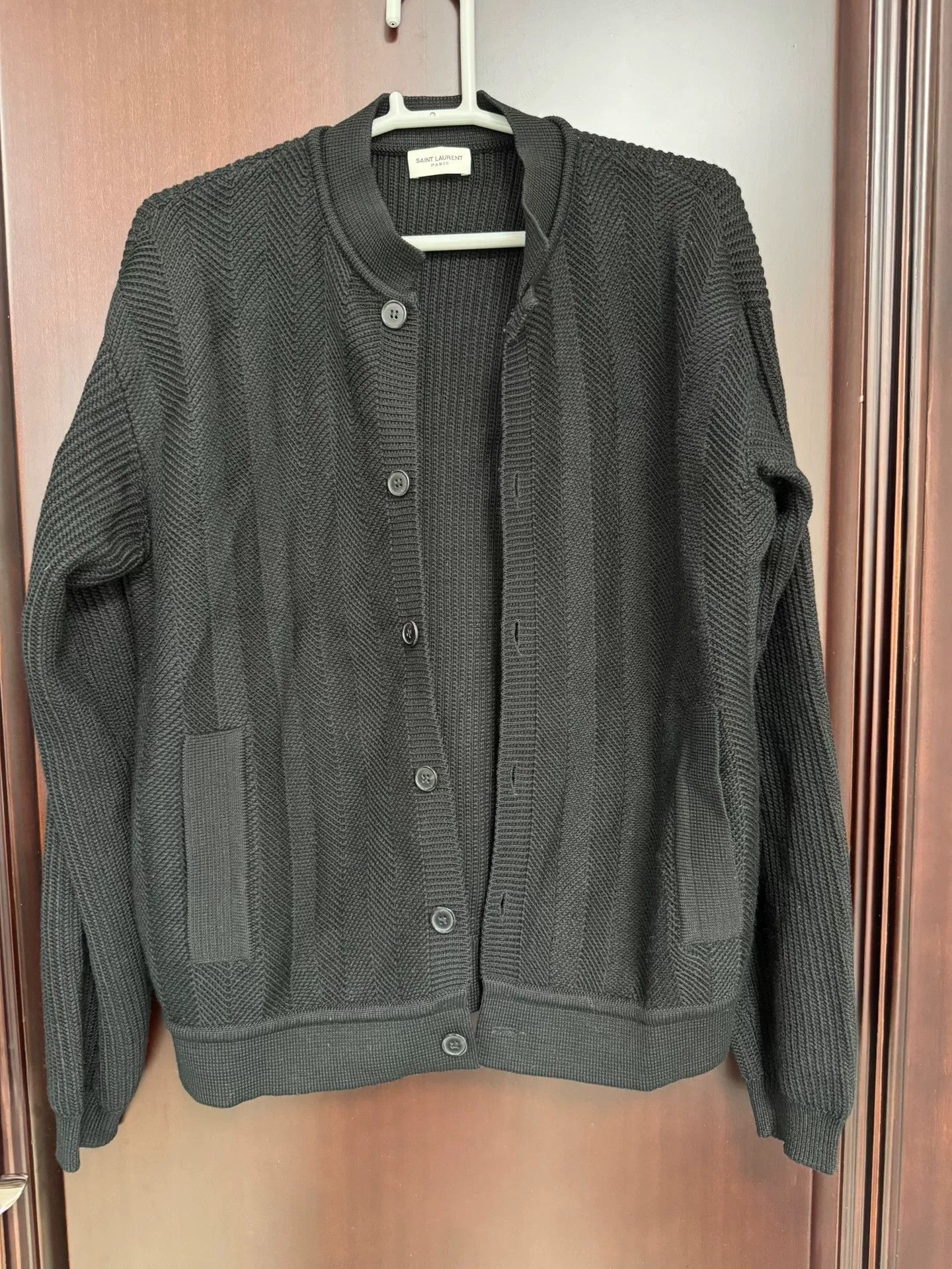 Saint Laurent Paris Saint Laurent Gray Herringbone Cardigan Size US M / EU 48-50 / 2 - 2 Thumbnail