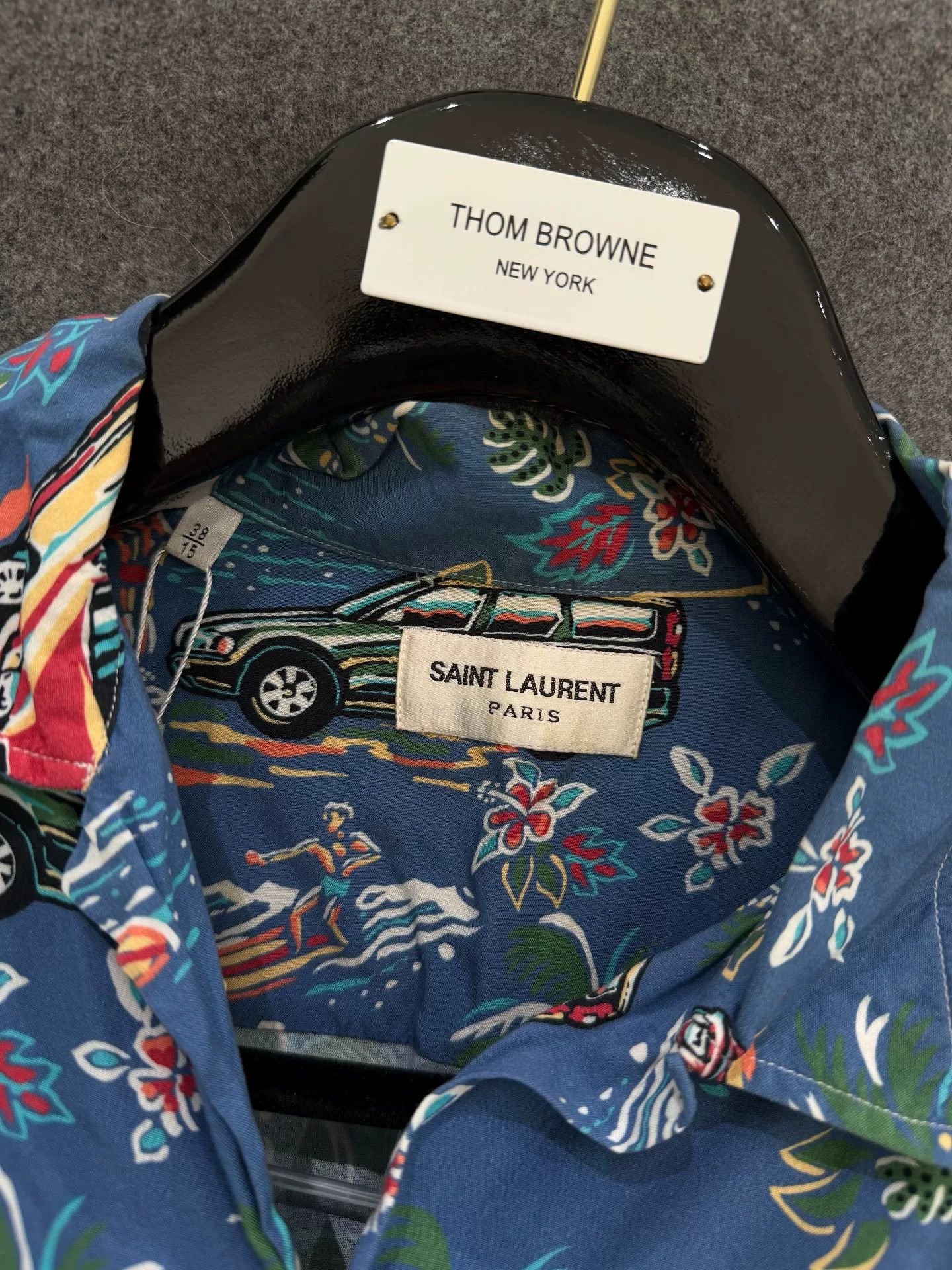 Saint Laurent Paris Saint Laurent Blue Palm Tree Print Shirt Size US M / EU 48-50 / 2 - 4 Thumbnail