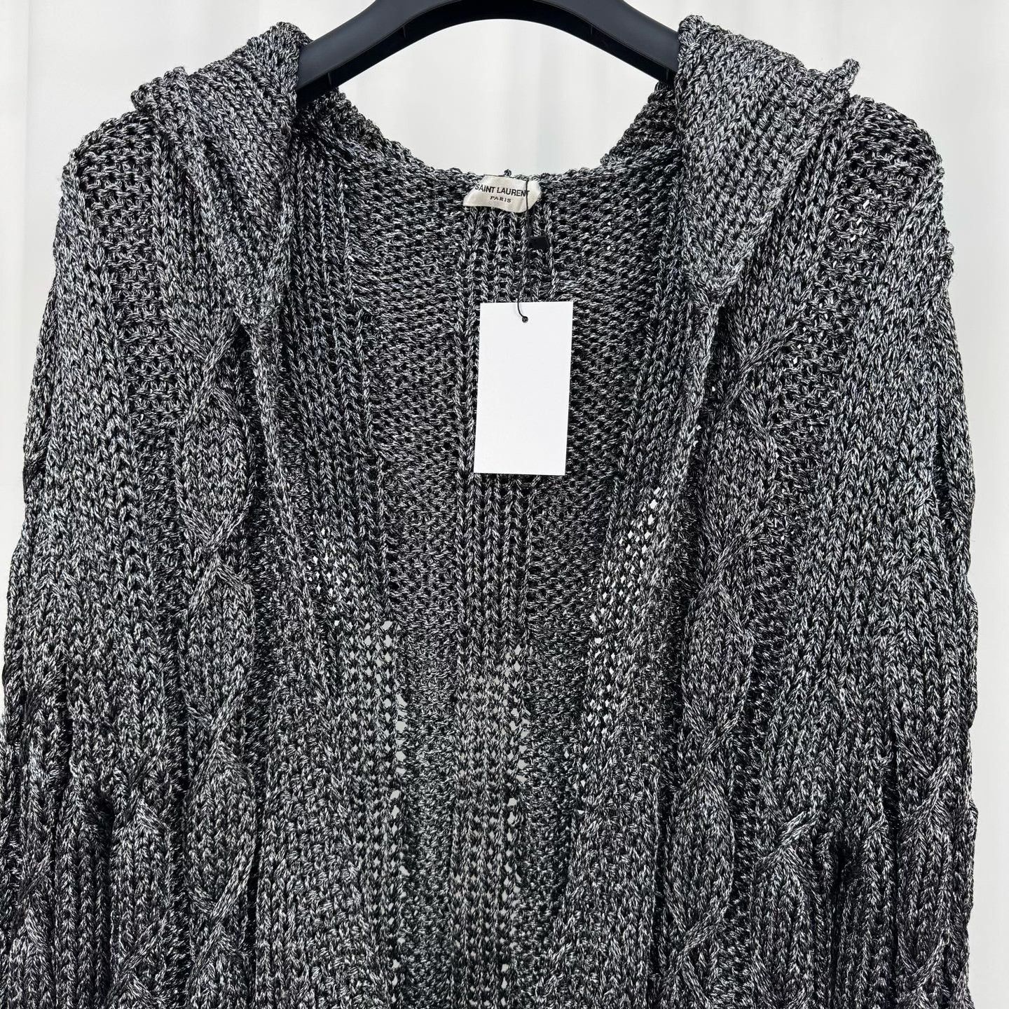 Saint Laurent Paris Saint Laurent Gray Cable-Knit Hooded Cardigan Size S / US 4 / IT 40 - 3 Thumbnail