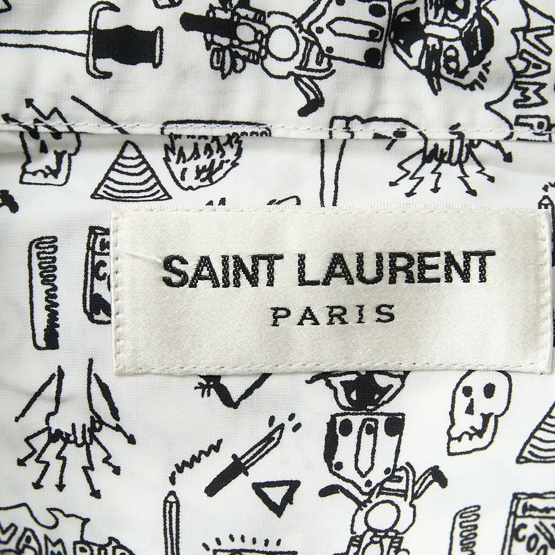 Saint Laurent Paris Saint Laurent Men's White Graphic Shirt Size US XXS / EU 40 - 6 Thumbnail