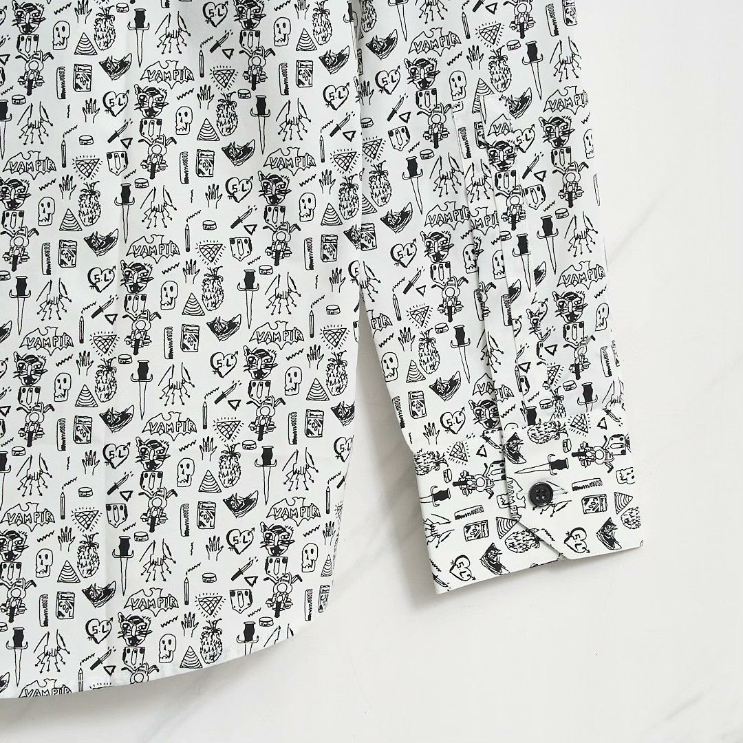 Saint Laurent Paris Saint Laurent Men's White Graphic Shirt Size US XXS / EU 40 - 5 Thumbnail