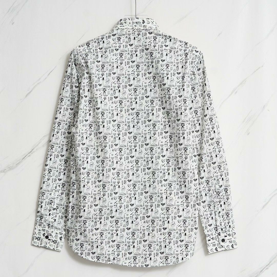 Saint Laurent Paris Saint Laurent Men's White Graphic Shirt Size US XXS / EU 40 - 4 Thumbnail
