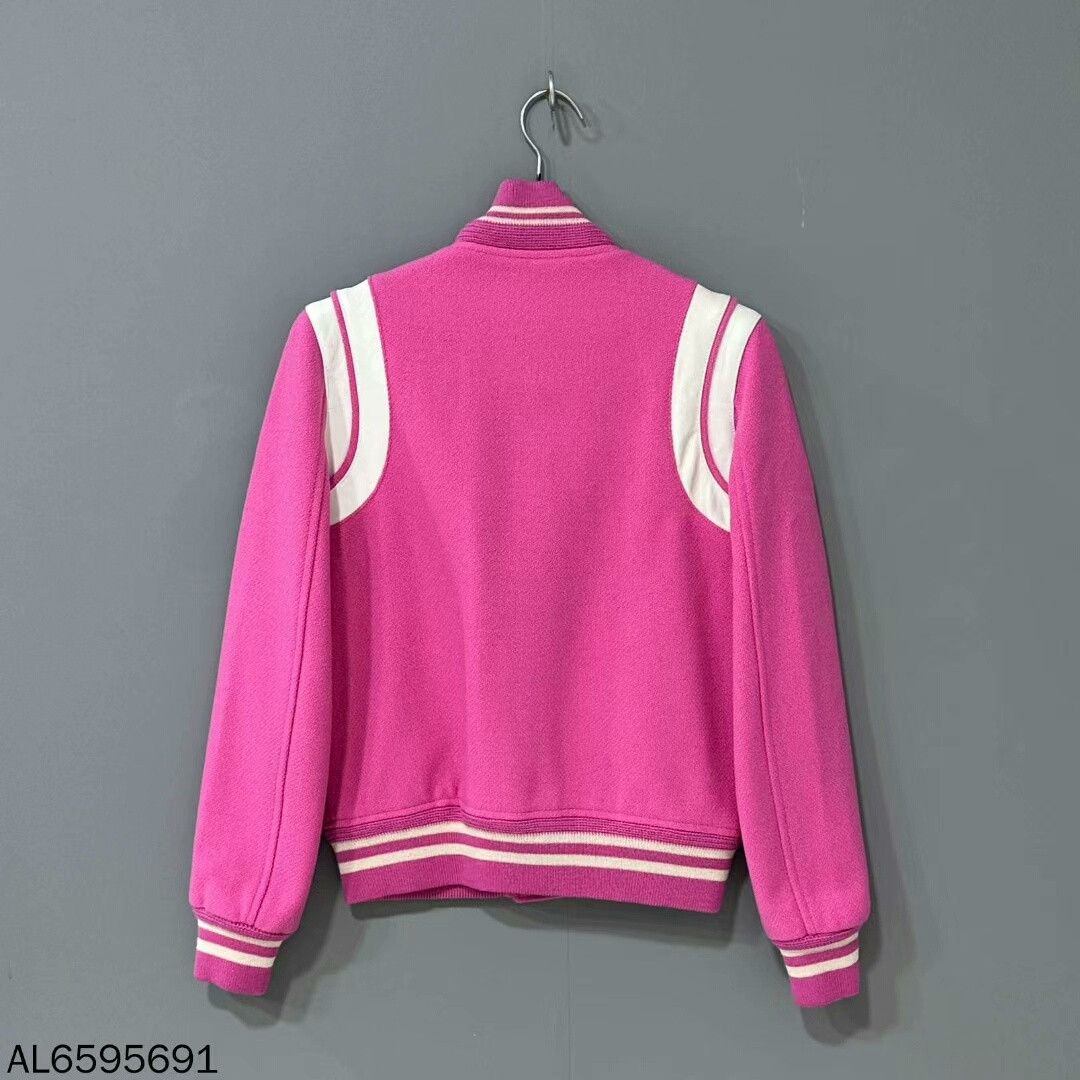 Saint Laurent Paris Pink Saint Laurent Paris Baseball Jacket Size S / US 4 / IT 40 - 3 Thumbnail